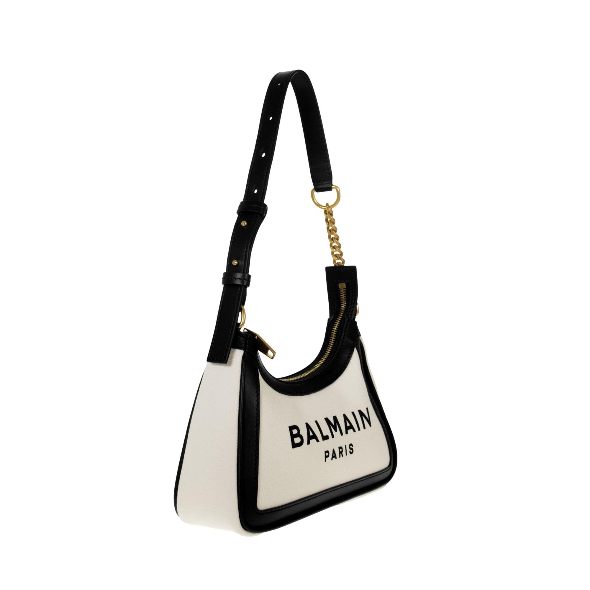 Balmain B-Army 26 Ivory Canvas Shoulder Bag