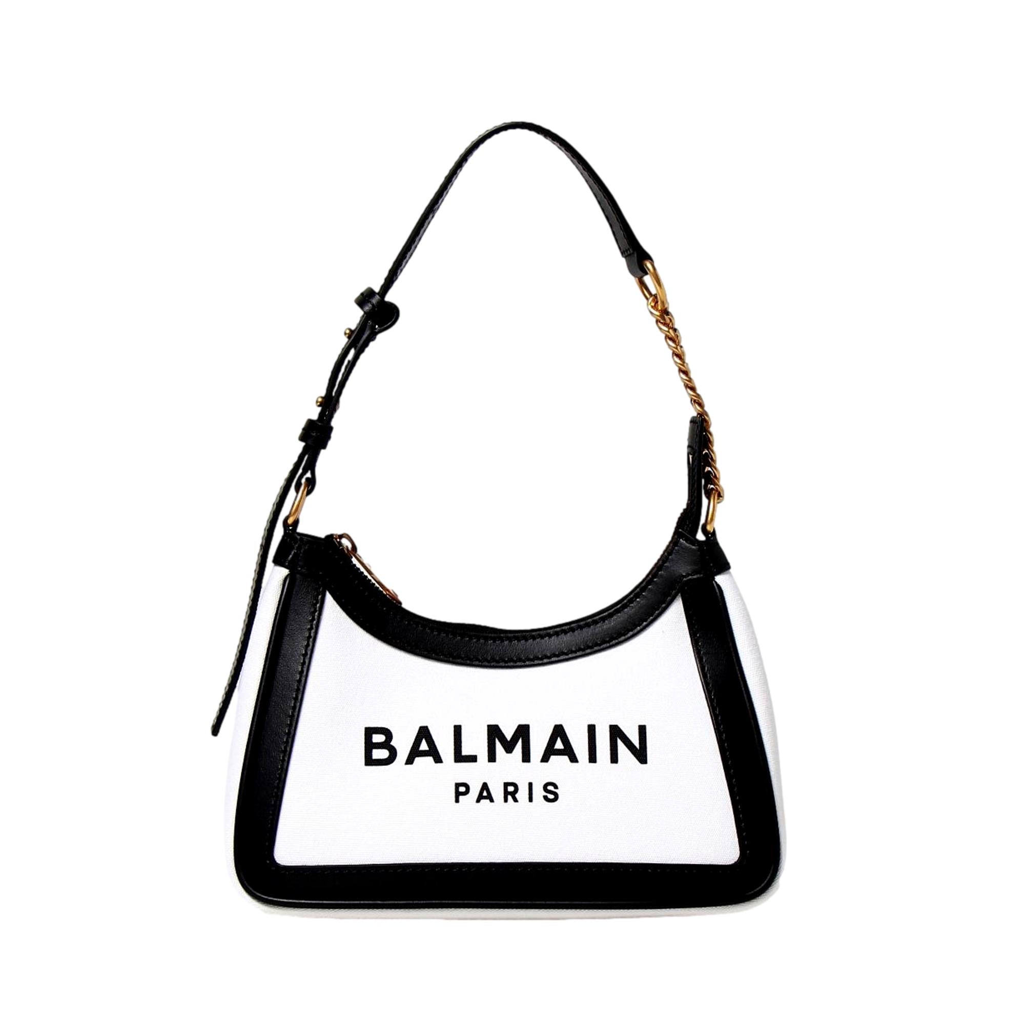 Balmain B-Army 26 Ivory Canvas Shoulder Bag