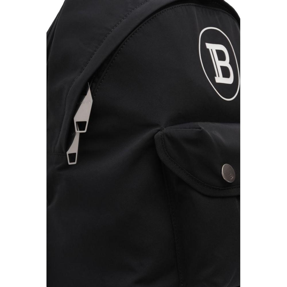 Balmain B-Back Black Nylon White Logo Backpack