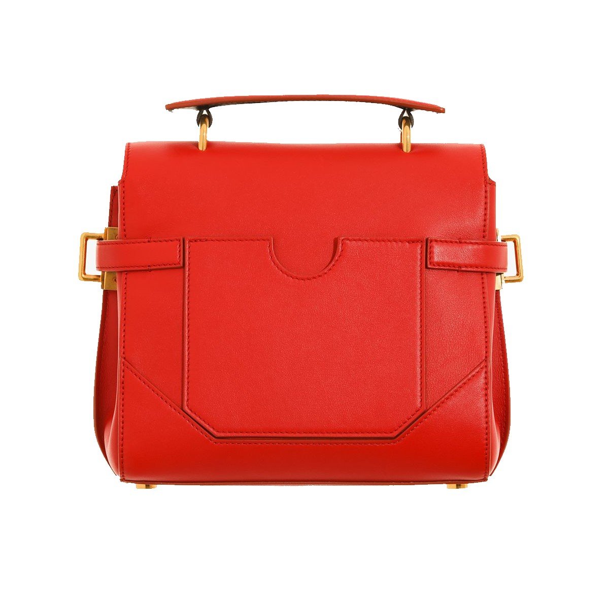 Balmain B-Buzz 23 Red Leather Top Handle Satchel Handbag