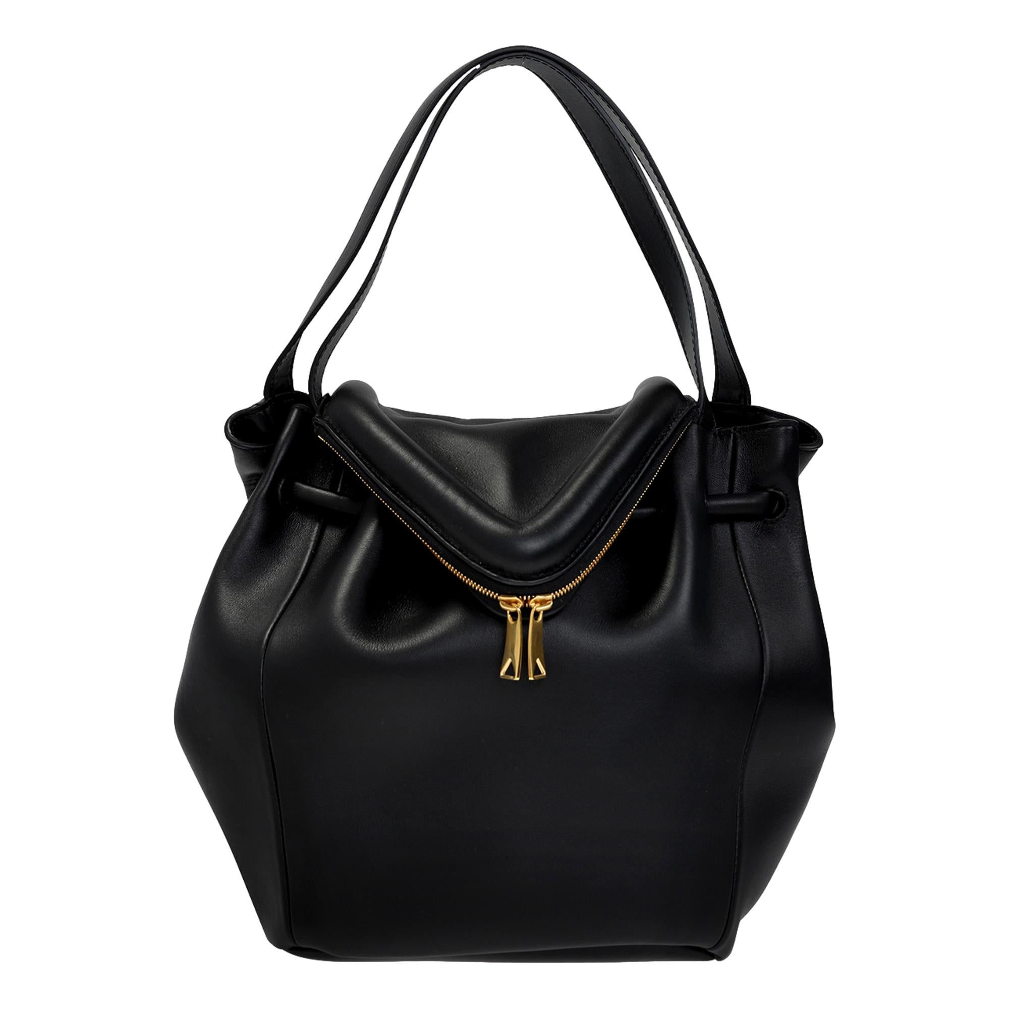 Bottega Veneta Beak Black Calfskin Shoulder Bag