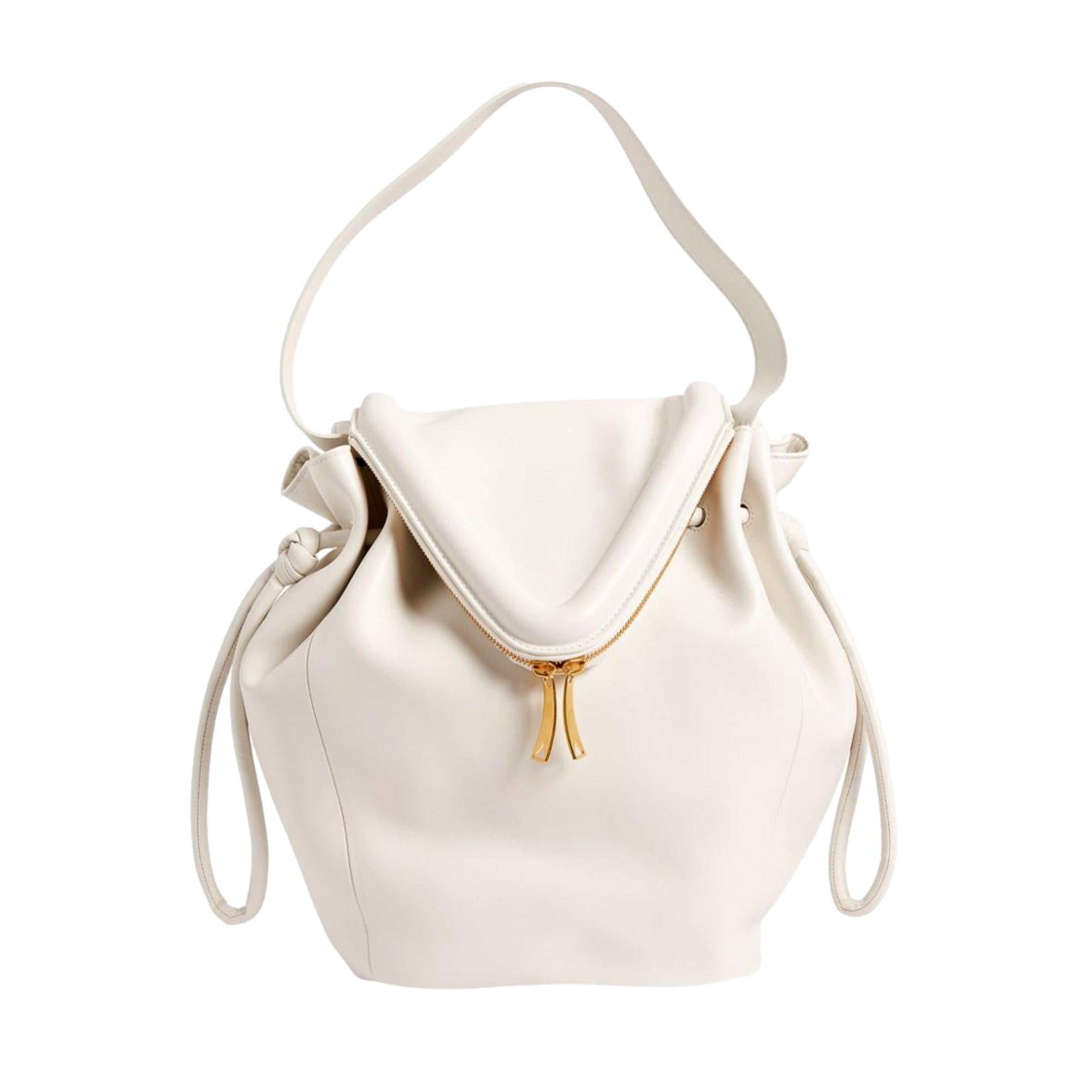 Bottega Veneta Beak Large Ivory Calfskin Shoulder Bag