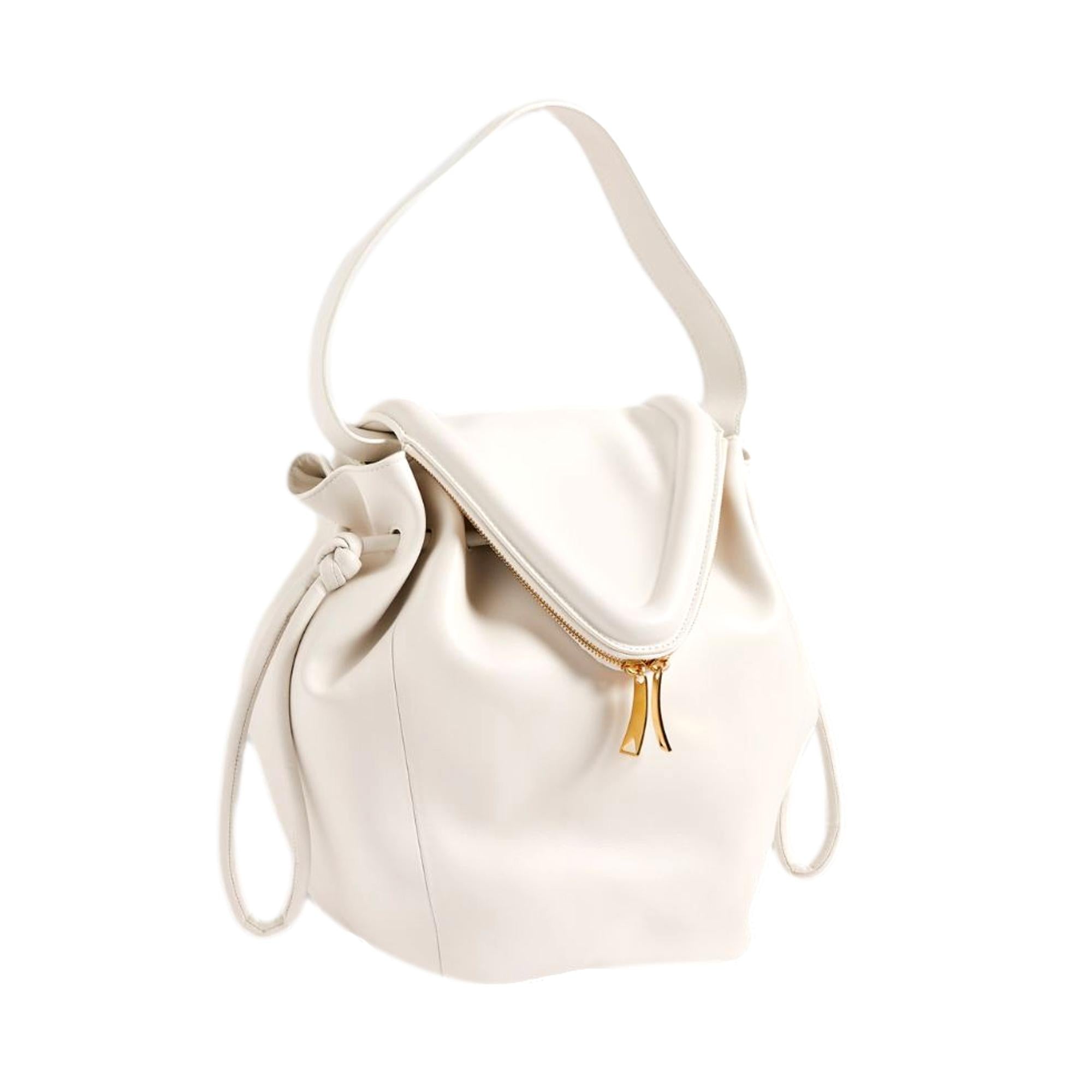 Bottega Veneta Beak Large Ivory Calfskin Shoulder Bag