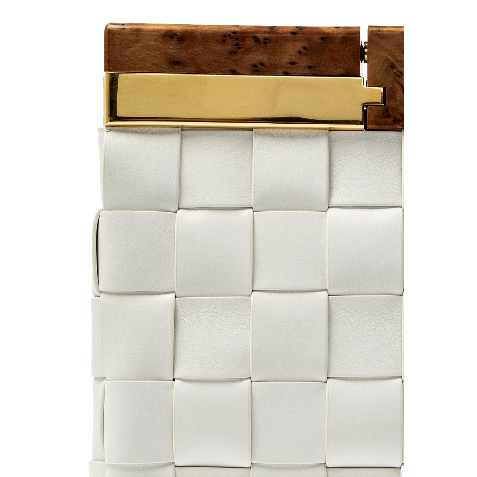 Bottega Veneta 'BV SNAP' White Clutch