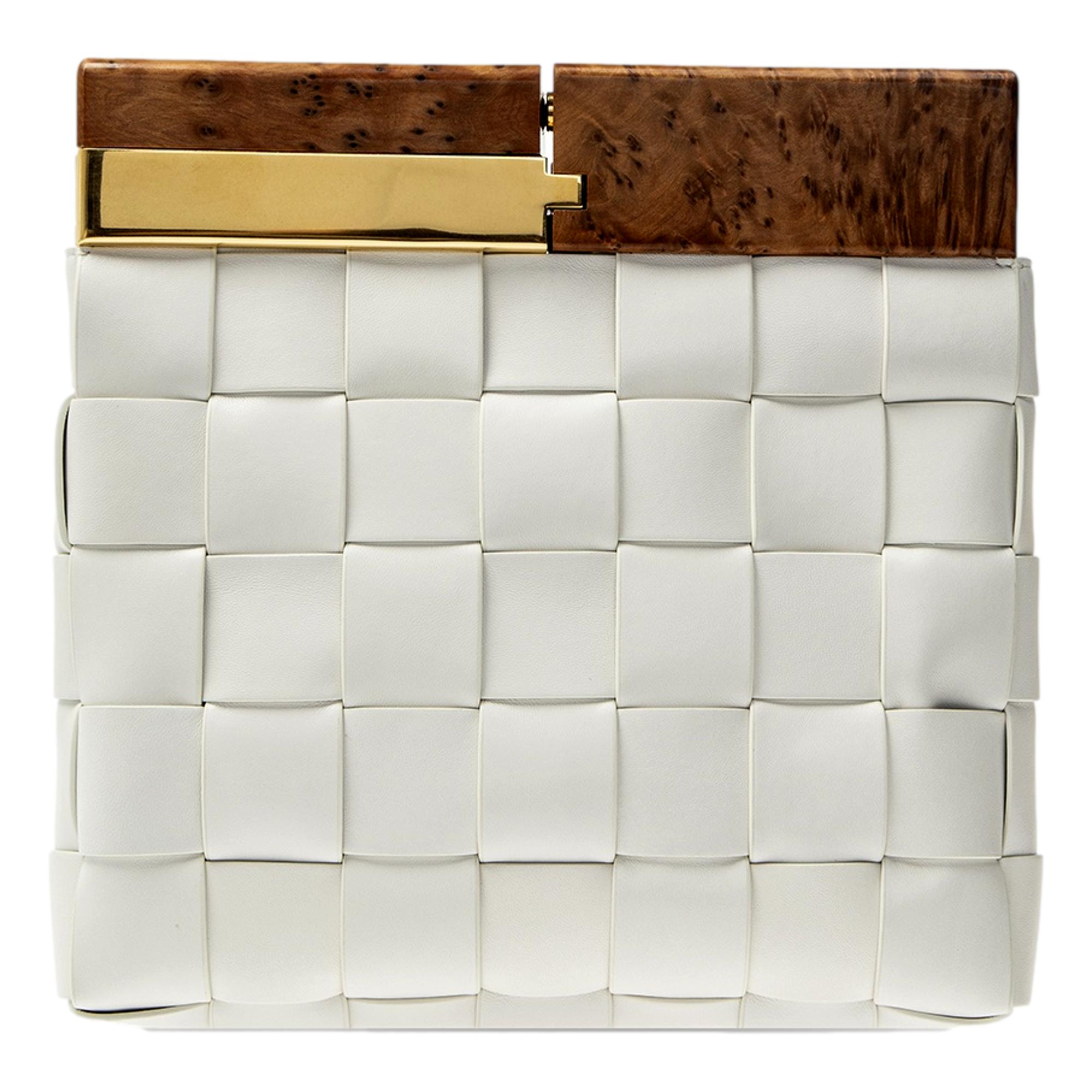 Bottega Veneta 'BV SNAP' White Clutch