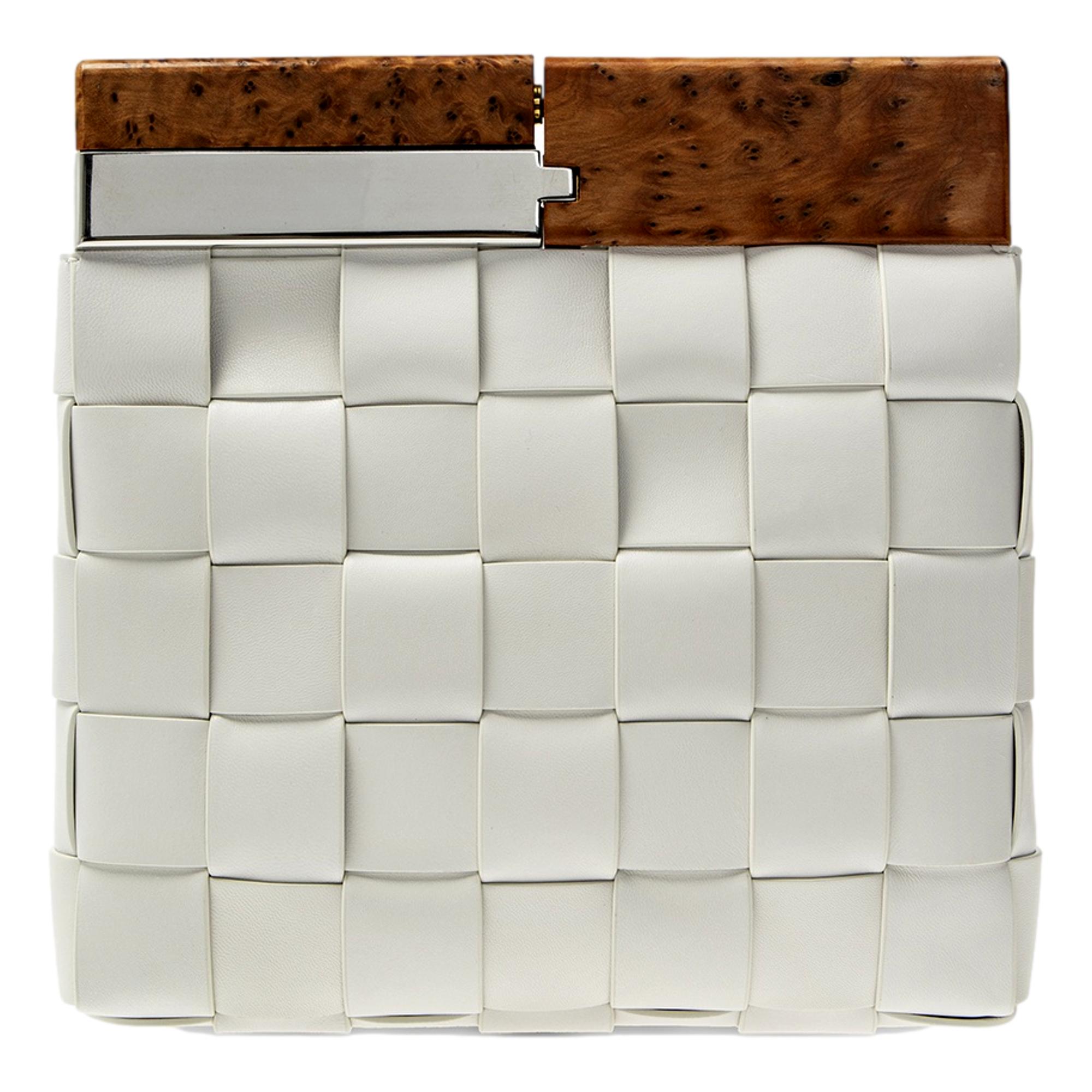 Bottega Veneta 'BV SNAP' White Clutch