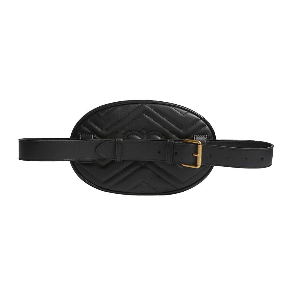 Gucci Calfskin Matelasse GG Marmont Belt Bag 85 34 Black