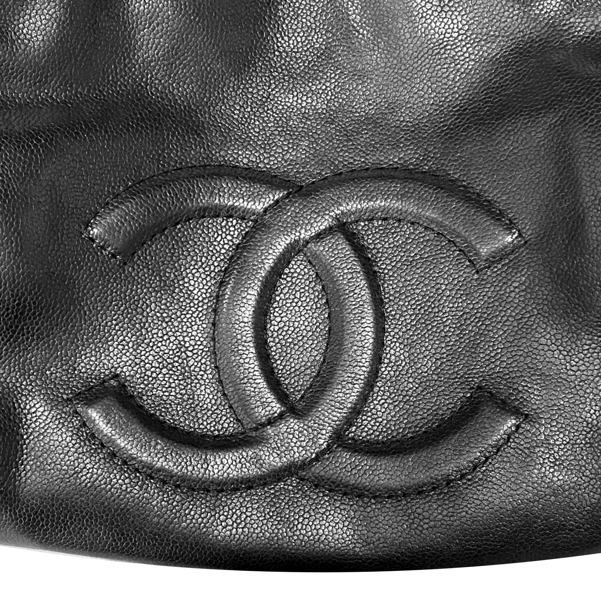 Chanel CC Caviar Embossed Black Leather Tote Bag