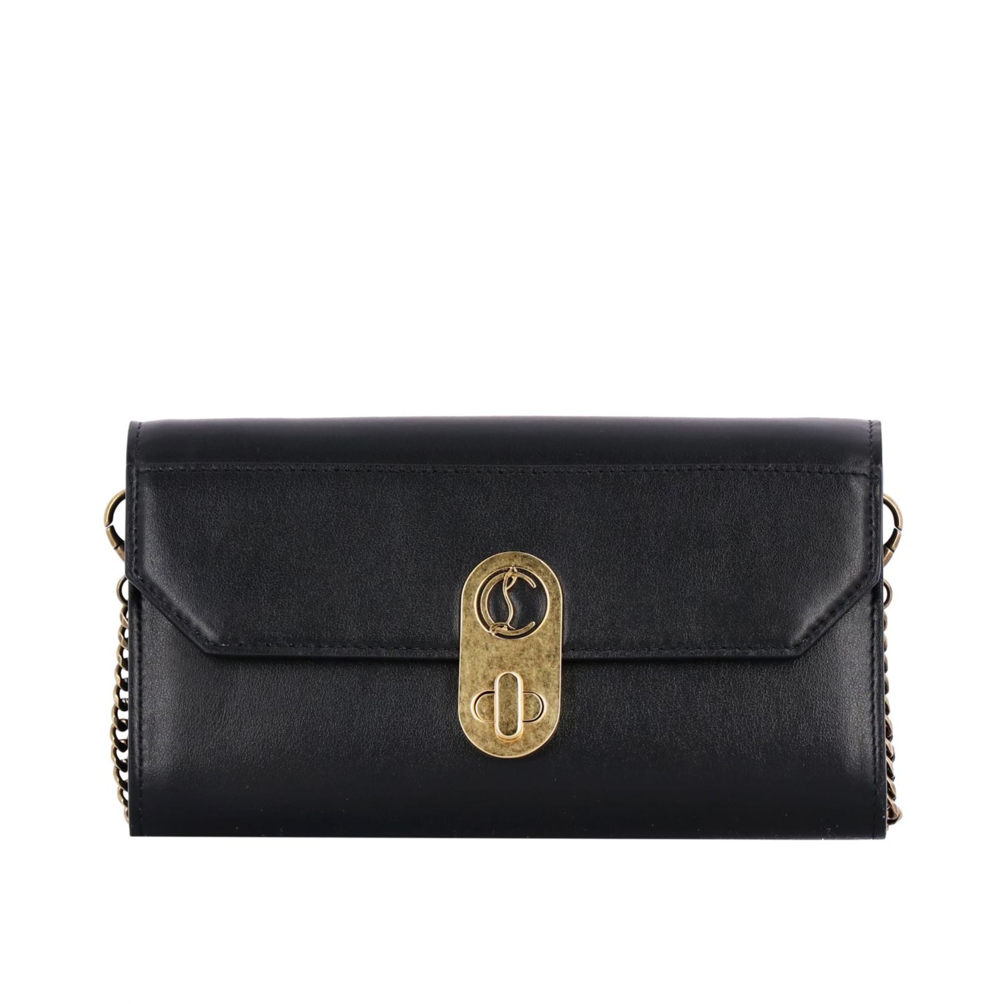 Christian Louboutin Elisa Black Calf Paris Convertible Shoulder Belt Bag