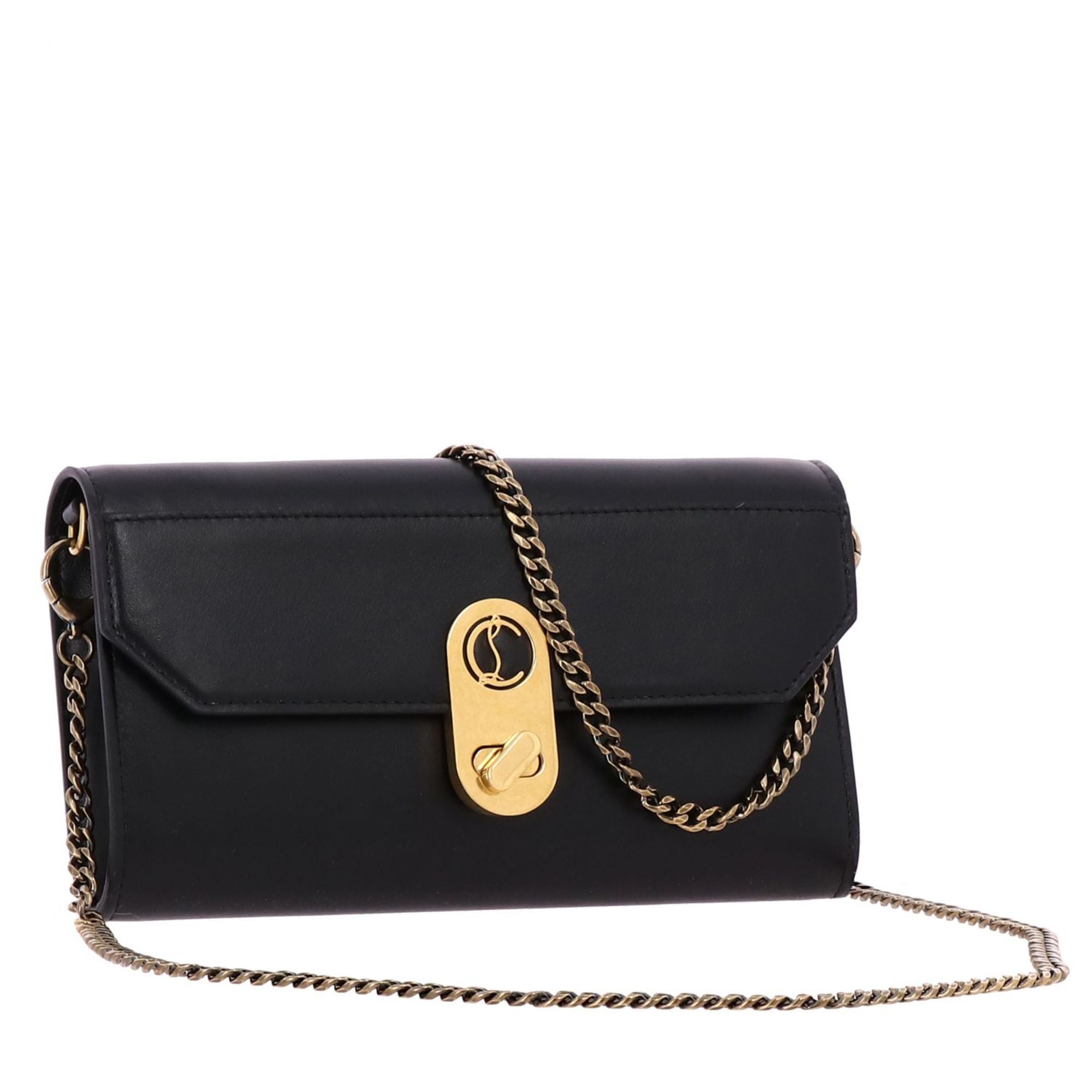 Christian Louboutin Elisa Black Calf Paris Convertible Shoulder Belt Bag