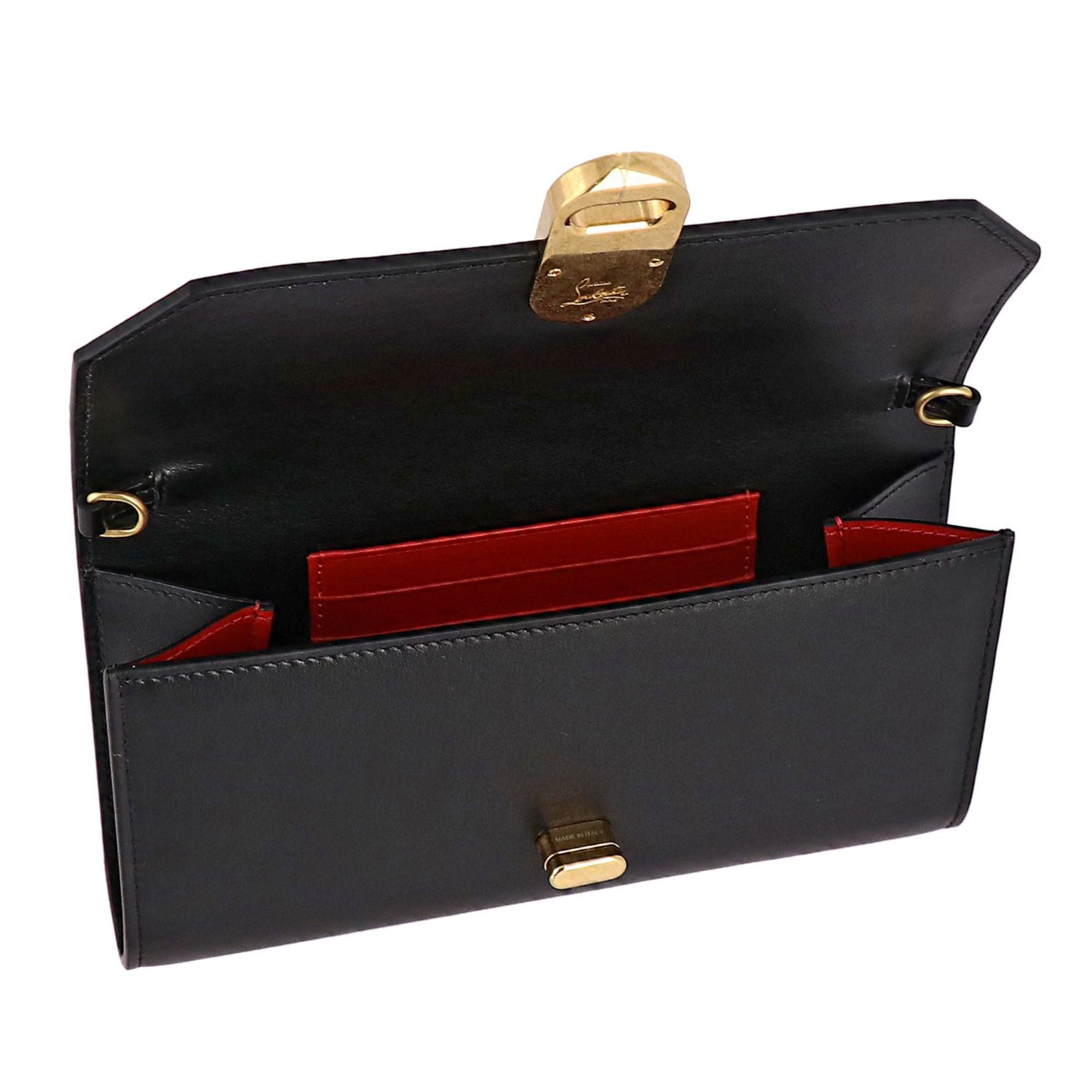 Christian Louboutin Elisa Black Calf Paris Convertible Shoulder Belt Bag