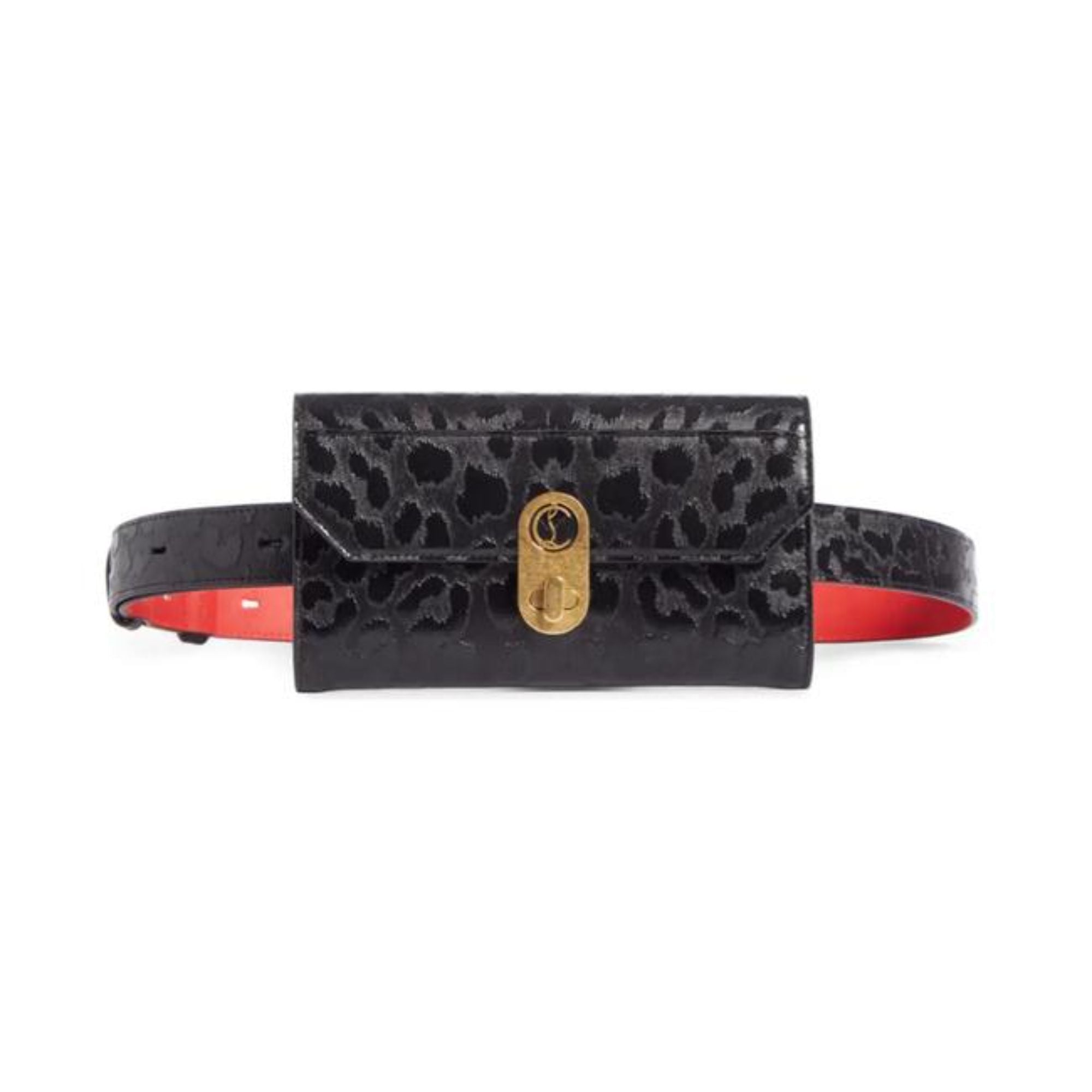 Christian Louboutin Elisa Black Leopard Paris Convertible Belt Bag