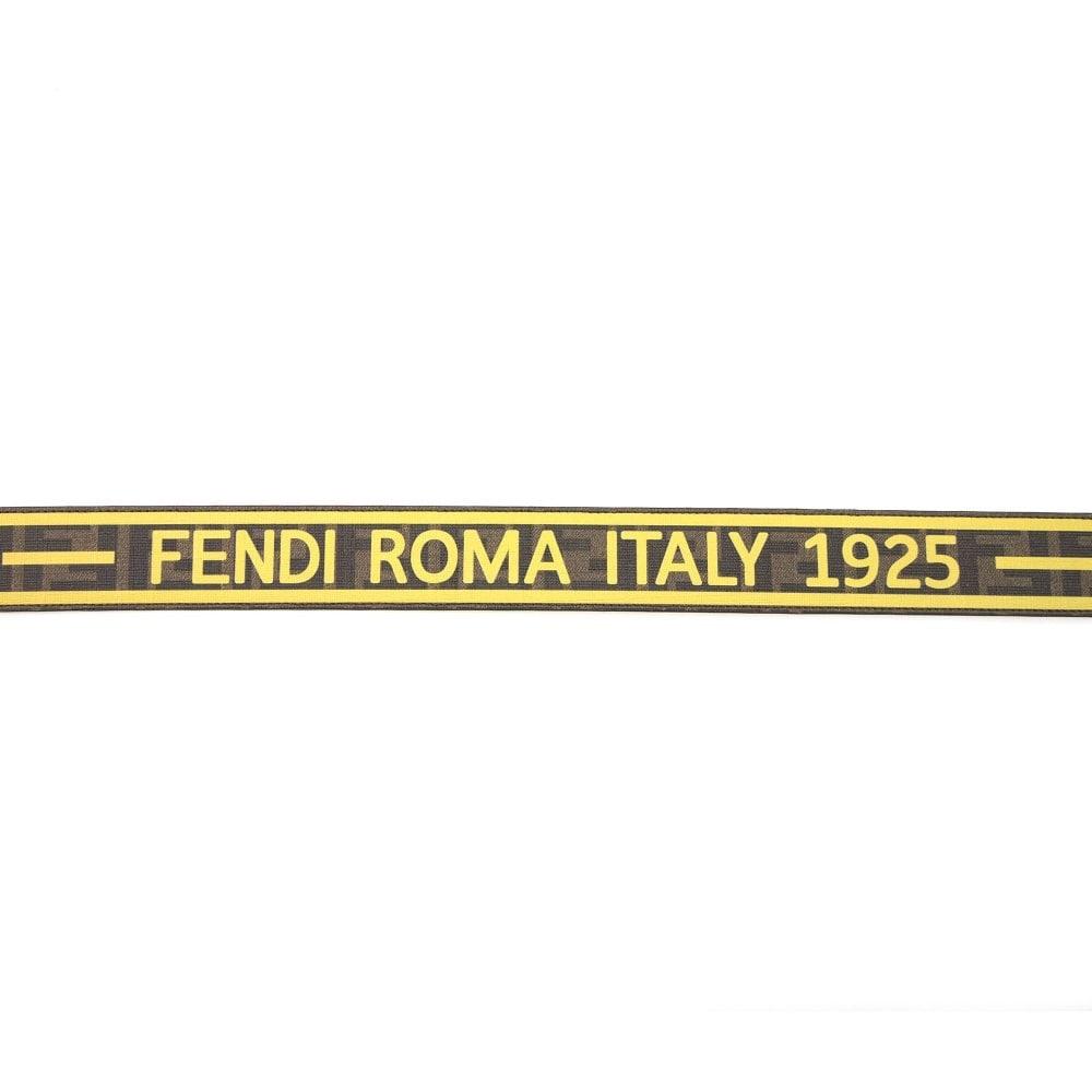 Fendi FF Logo Roma Italy 1925 Brown Yellow Leather Belt Size 105/42