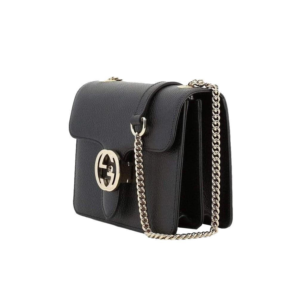 Gucci Black Icon GG Interlocking Small Crossbody Bag