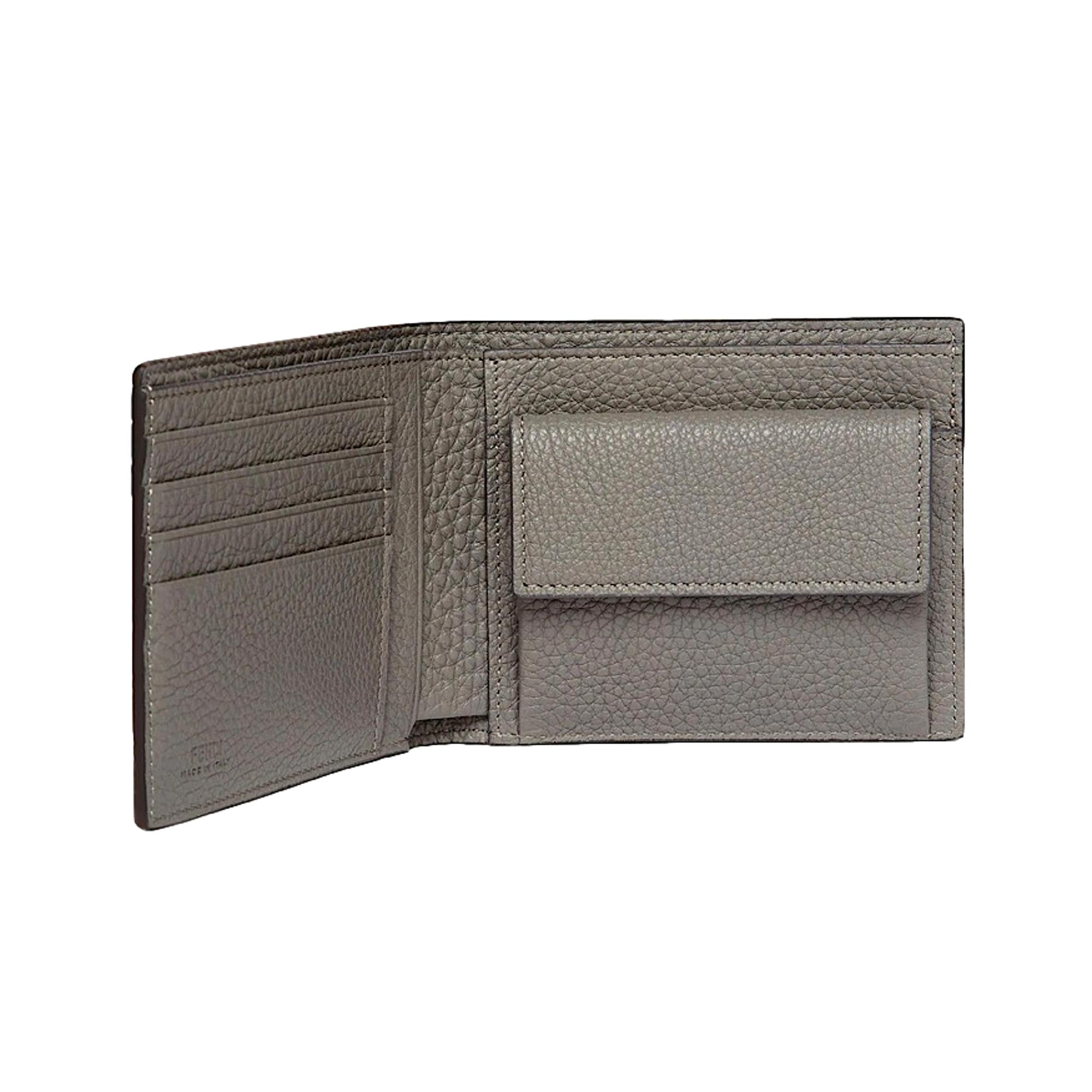 Fendi Baguette Blue Grey Pebbled Leather Billfold Wallet