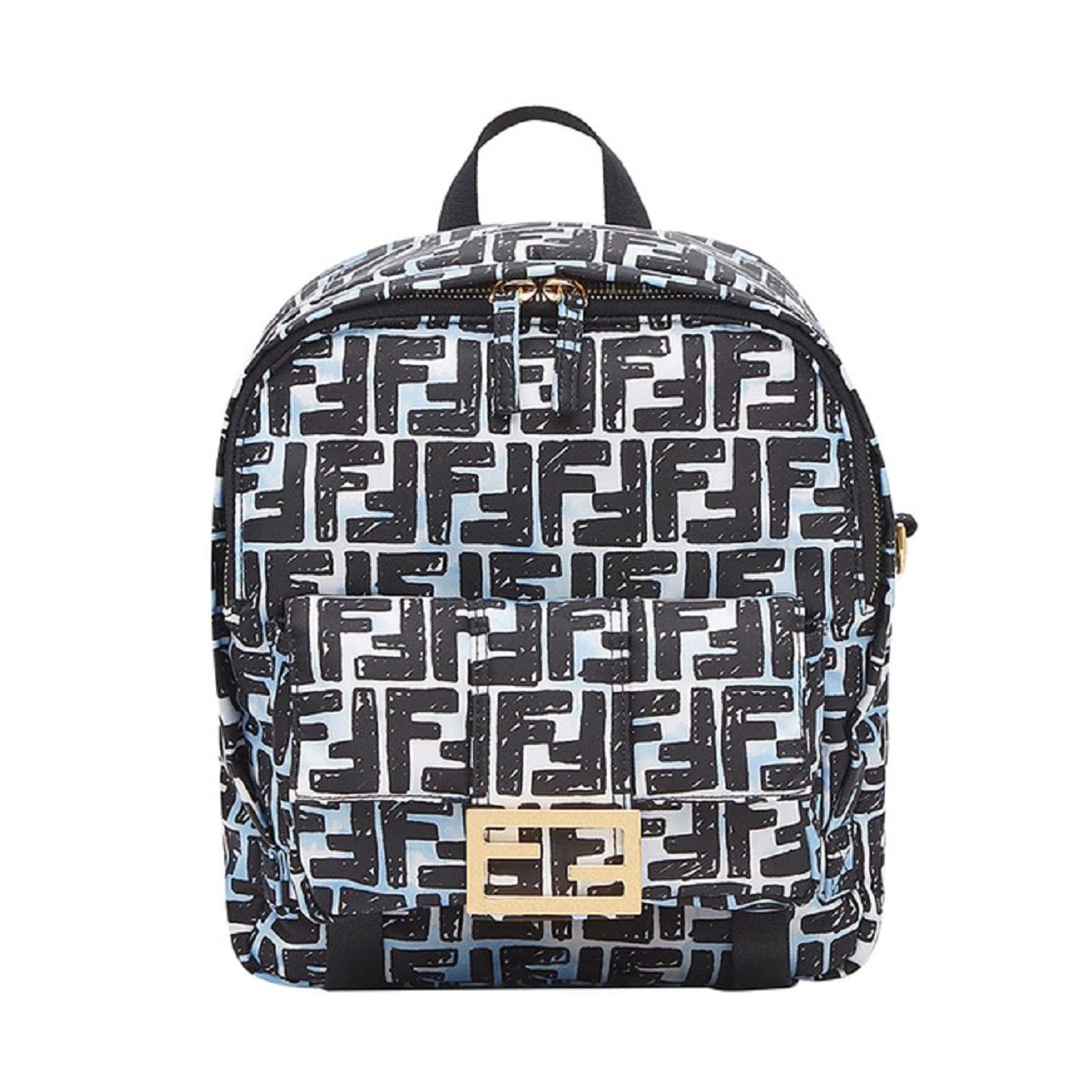 Fendi FF 1974 Print Baguette Blue Nylon Backpack Bag