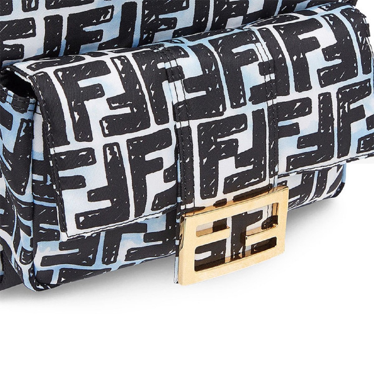 Fendi FF 1974 Print Baguette Blue Nylon Backpack Bag