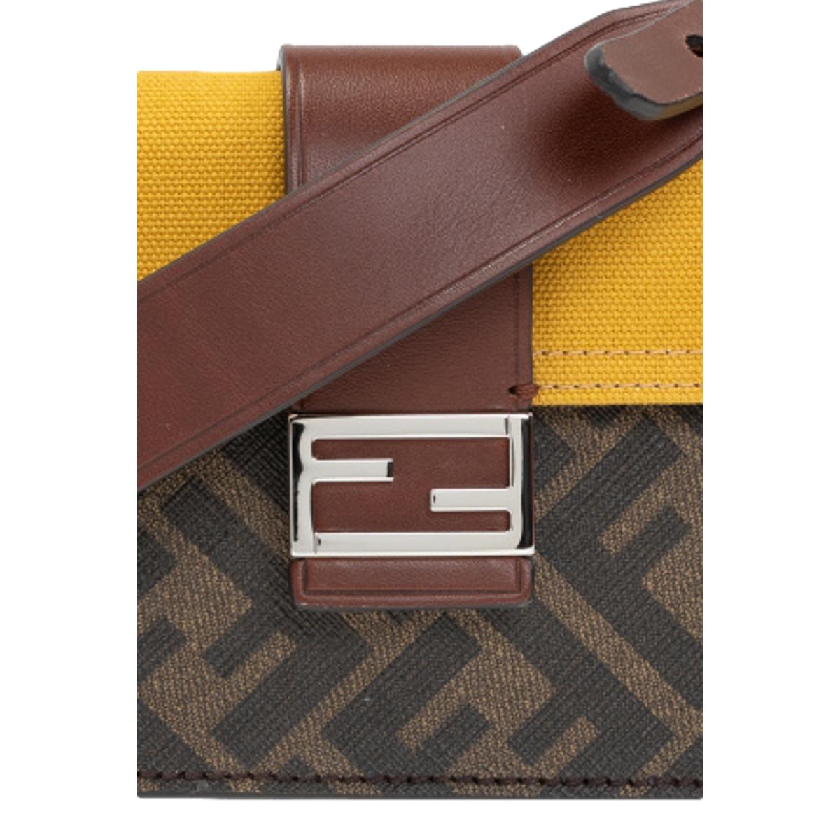 Fendi Baguette Brown Coated Canvas FF Flat Pouch Shoulder Bag