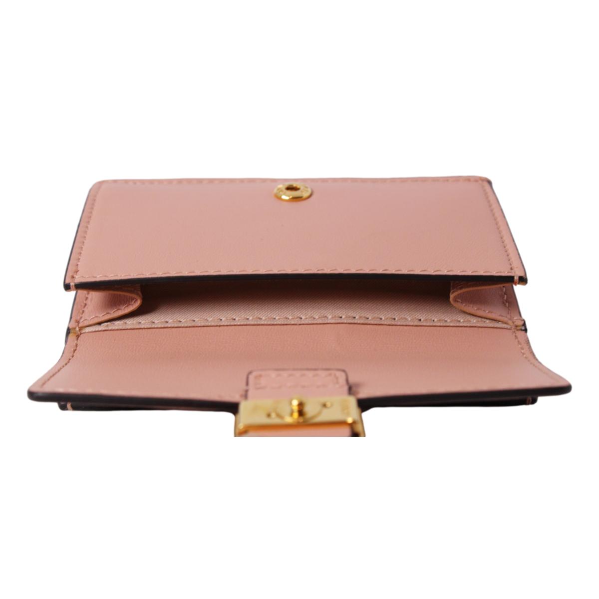 Fendi Baguette Rosa Bourbon Leather Card Holder Wallet