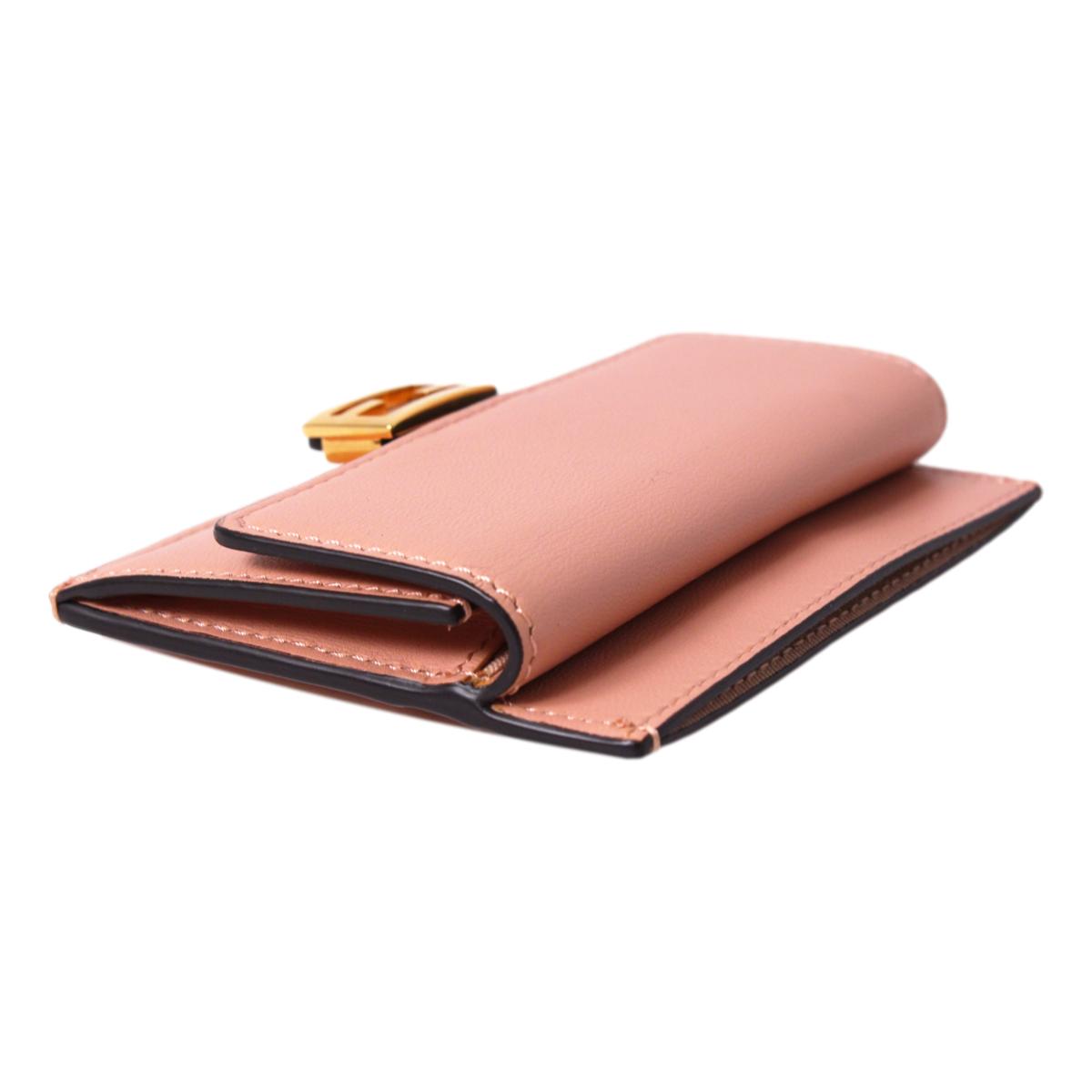 Fendi Baguette Rosa Bourbon Leather Card Holder Wallet