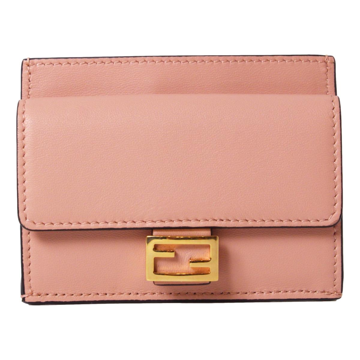 Fendi Baguette Rosa Bourbon Leather Card Holder Wallet