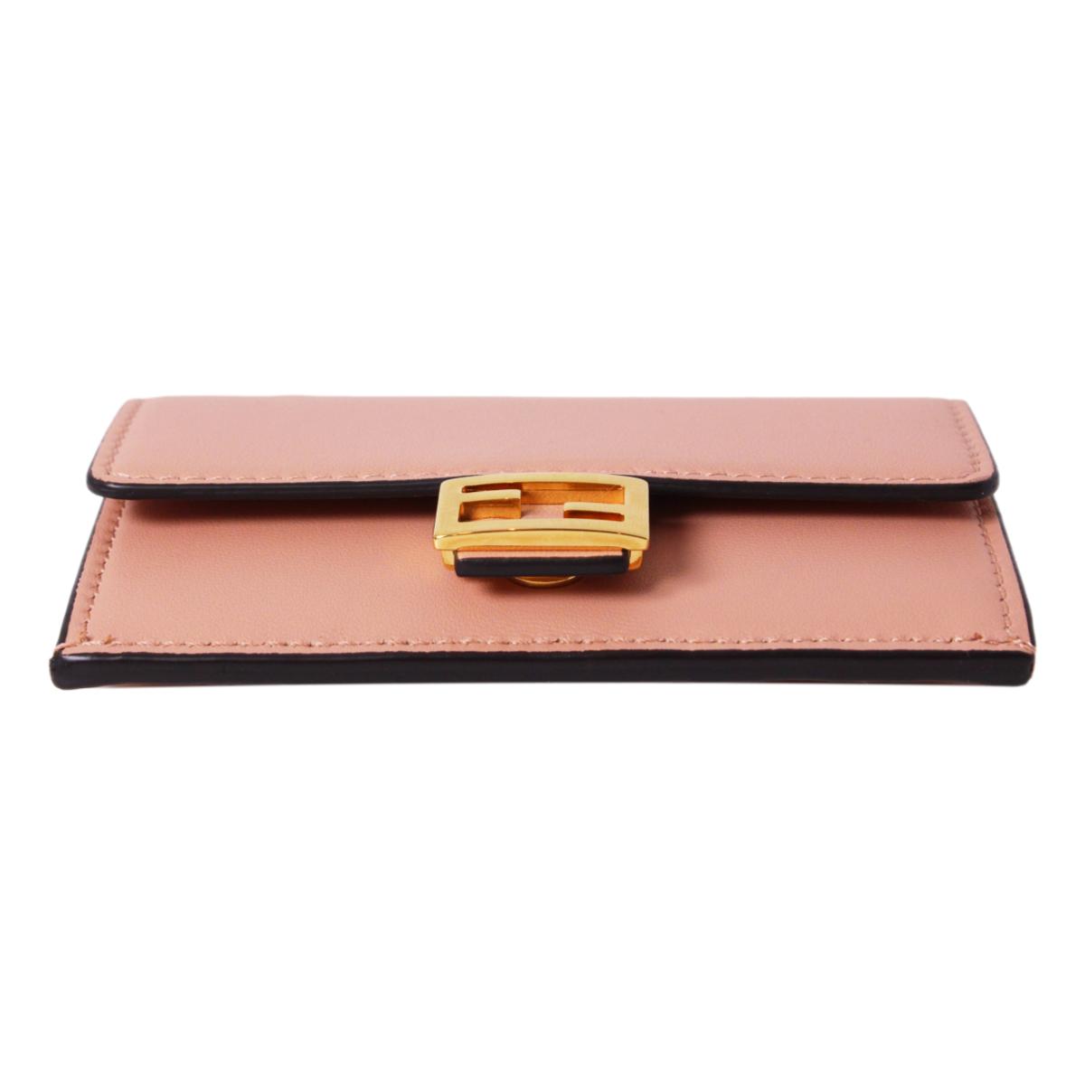 Fendi Baguette Rosa Bourbon Leather Card Holder Wallet