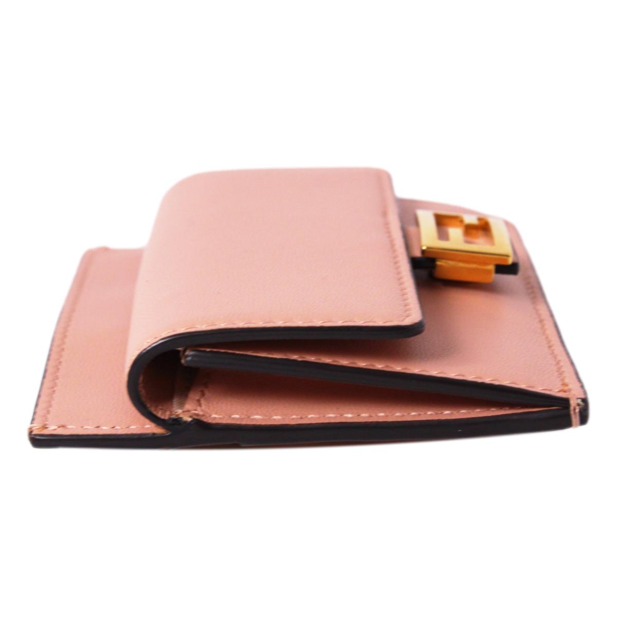 Fendi Baguette Rosa Bourbon Leather Card Holder Wallet