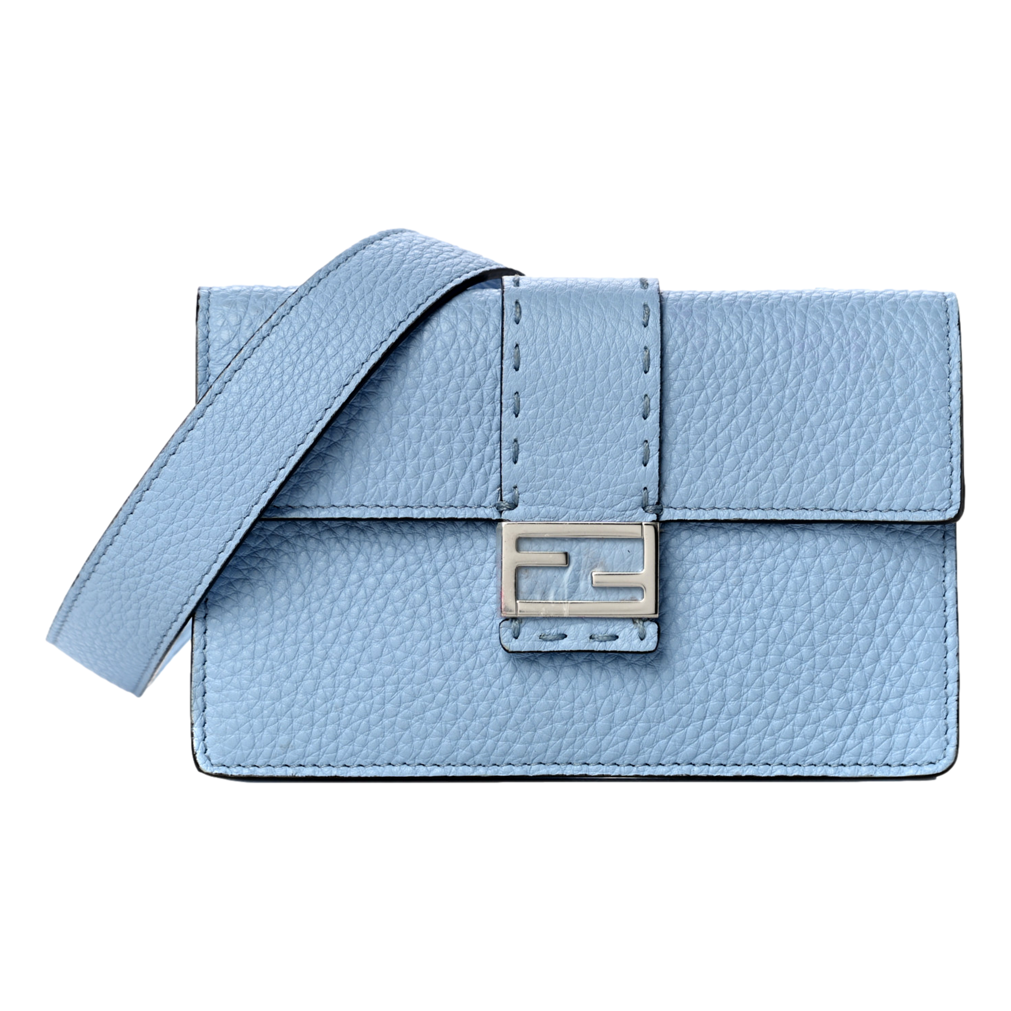 Fendi Baguette Sky Blue Leather Crossbody Belt Bag