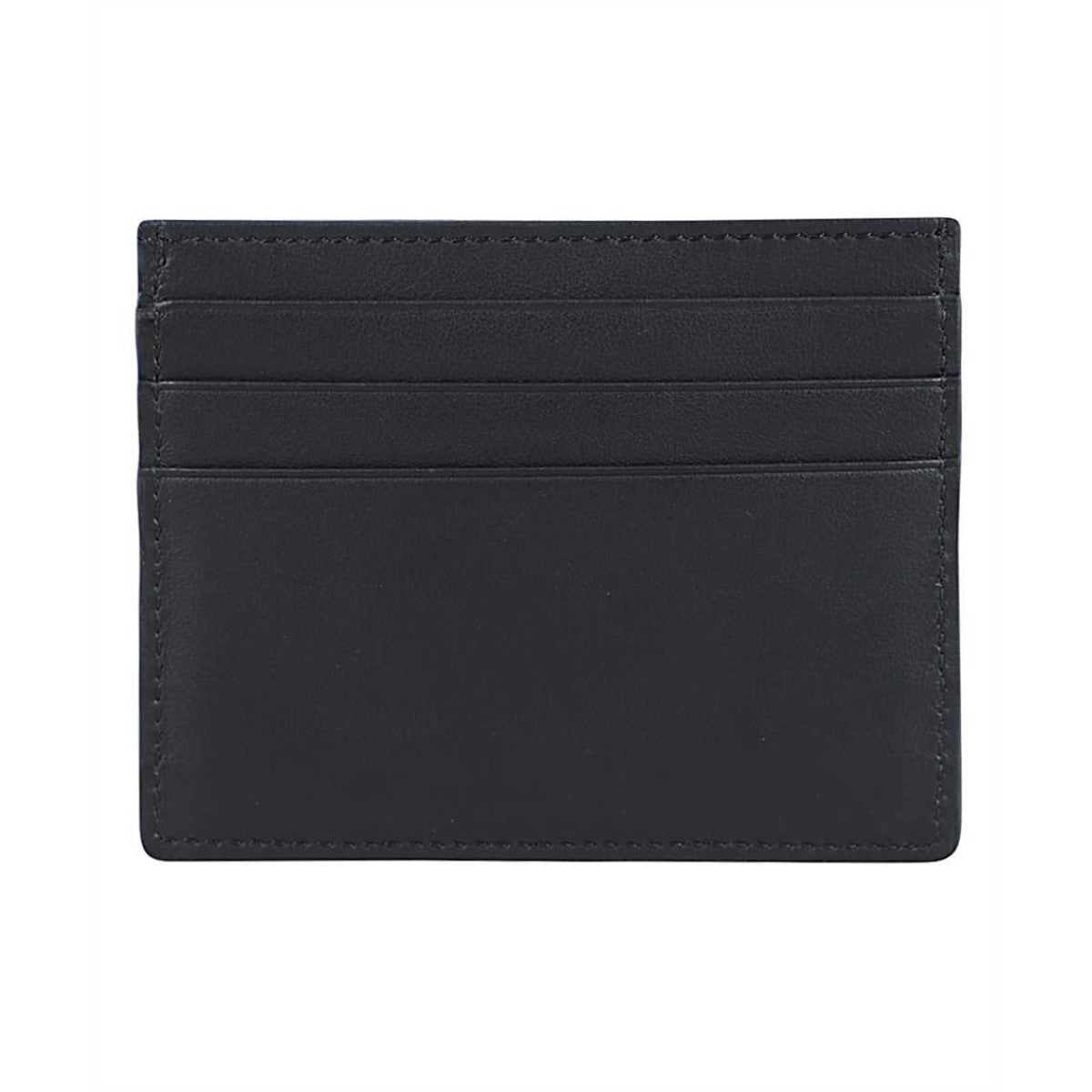 Fendi Black Calfskin Leather Yellow Logo Card Case Wallet