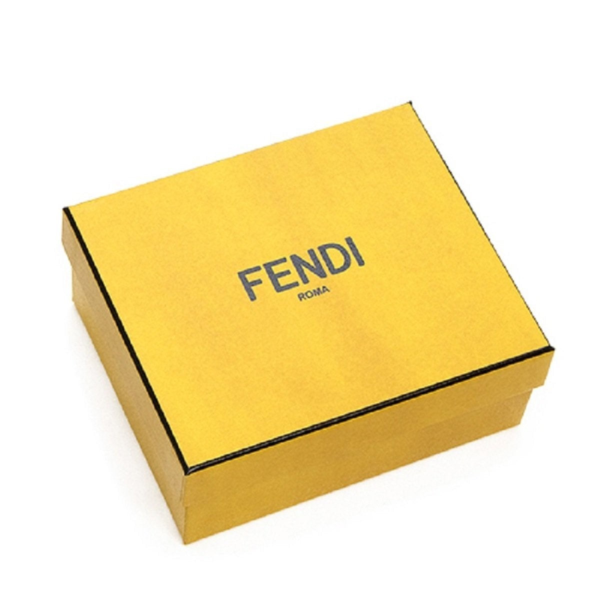 Fendi Black Calfskin Leather Yellow Logo Card Case Wallet