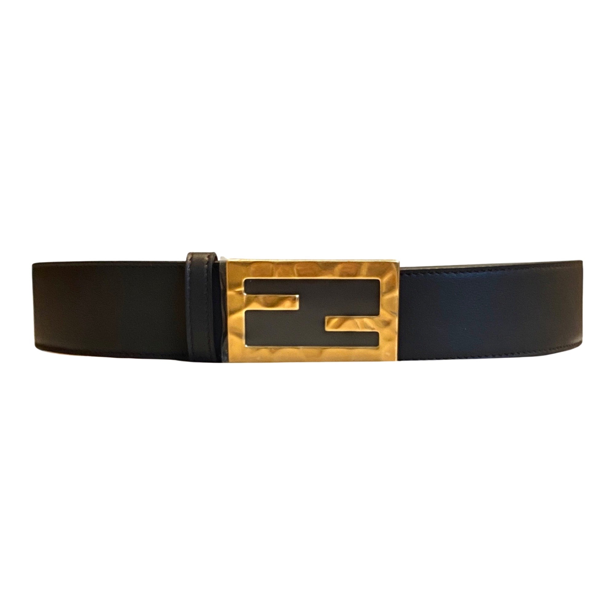 Fendi Black Smooth Calfskin Leather Belt 105