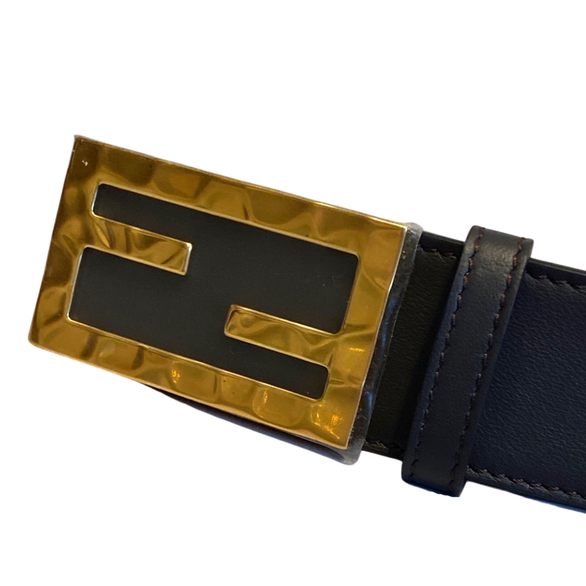 Fendi Black Smooth Calfskin Leather Belt 105