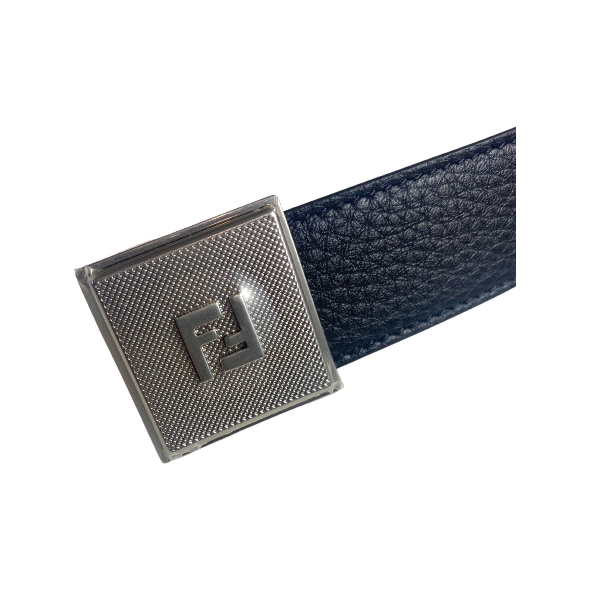 Fendi Black White Reversible Grained Leather Belt 115