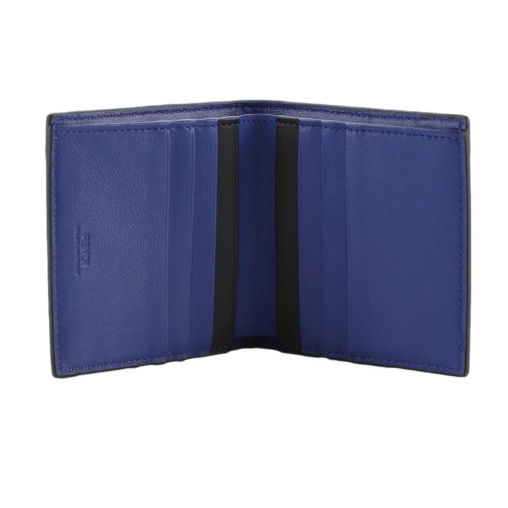 Fendi Blue Nappa Leather FF 1974 Embossed Billfold Wallet