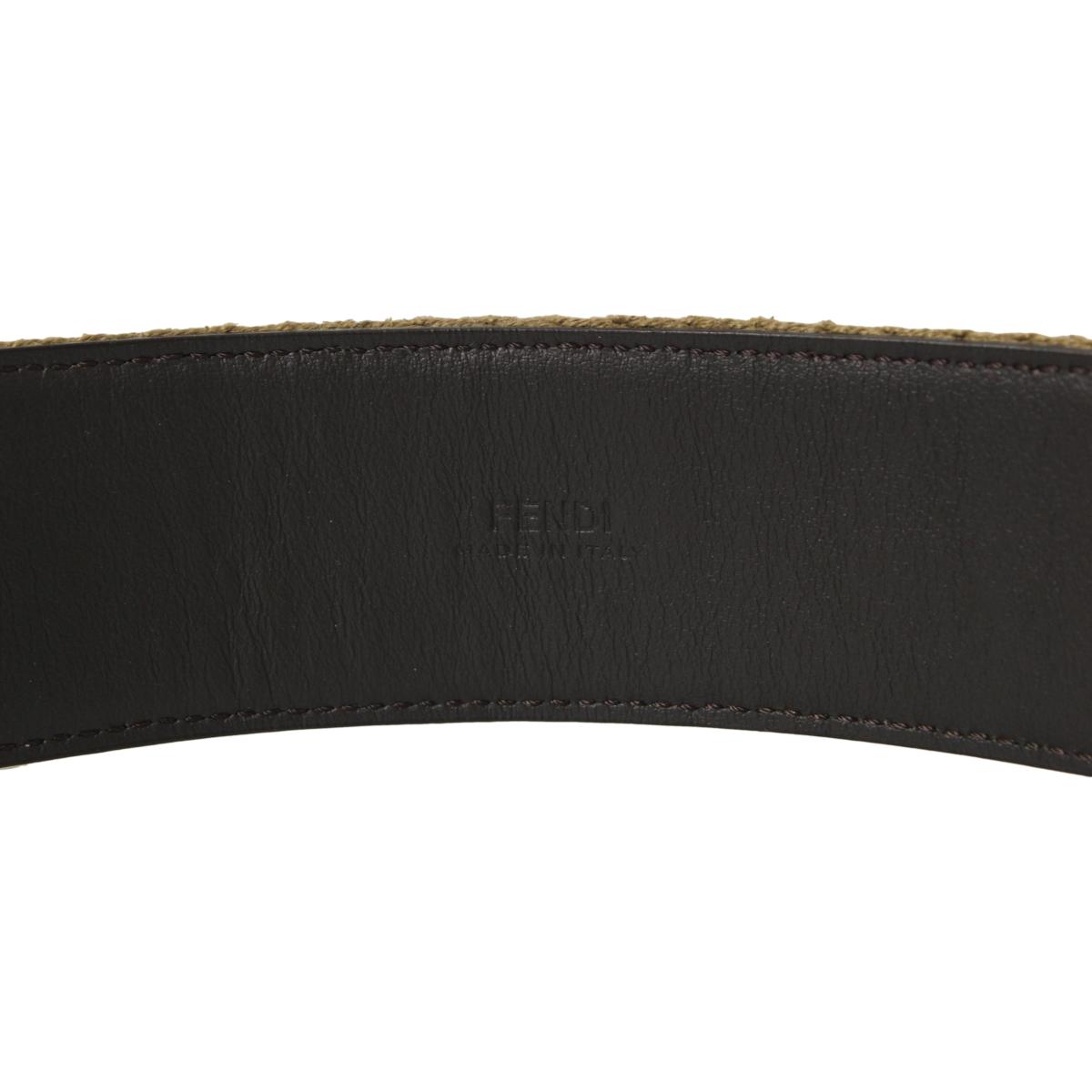 Fendi Brown Fabric Logo Silver Hardware Belt Size 90/36