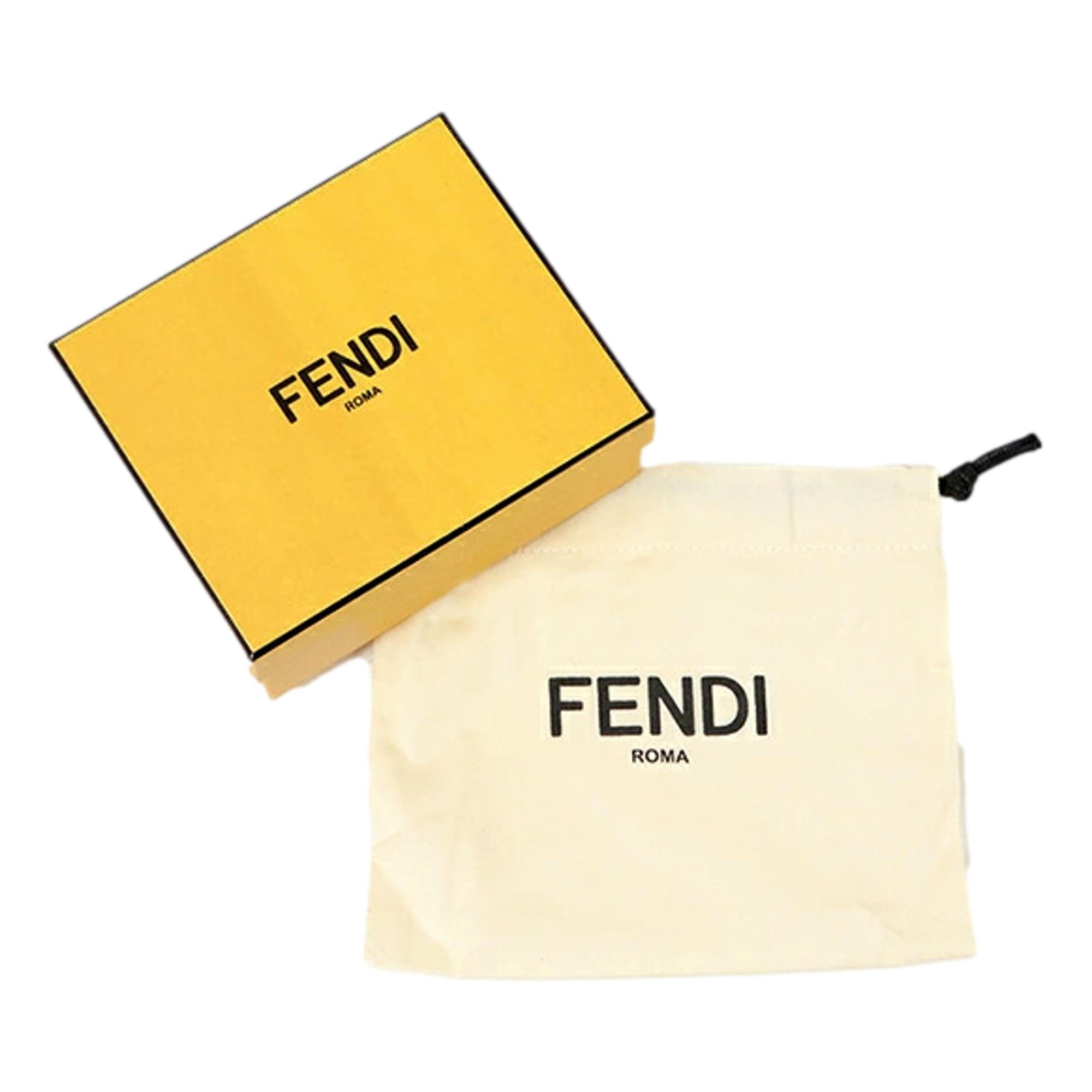 Fendi Calf Leather F Logo Barola Red Leather Small Wallet