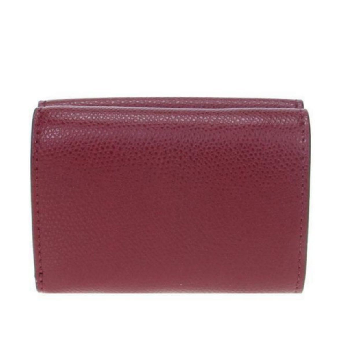 Fendi Calf Leather F Logo Barola Red Micro Trifold Wallet