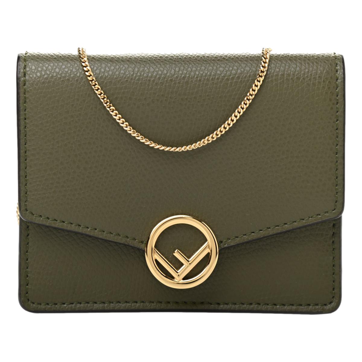 Fendi F is Fendi Asparago Leather Mini Chain Wallet Bag