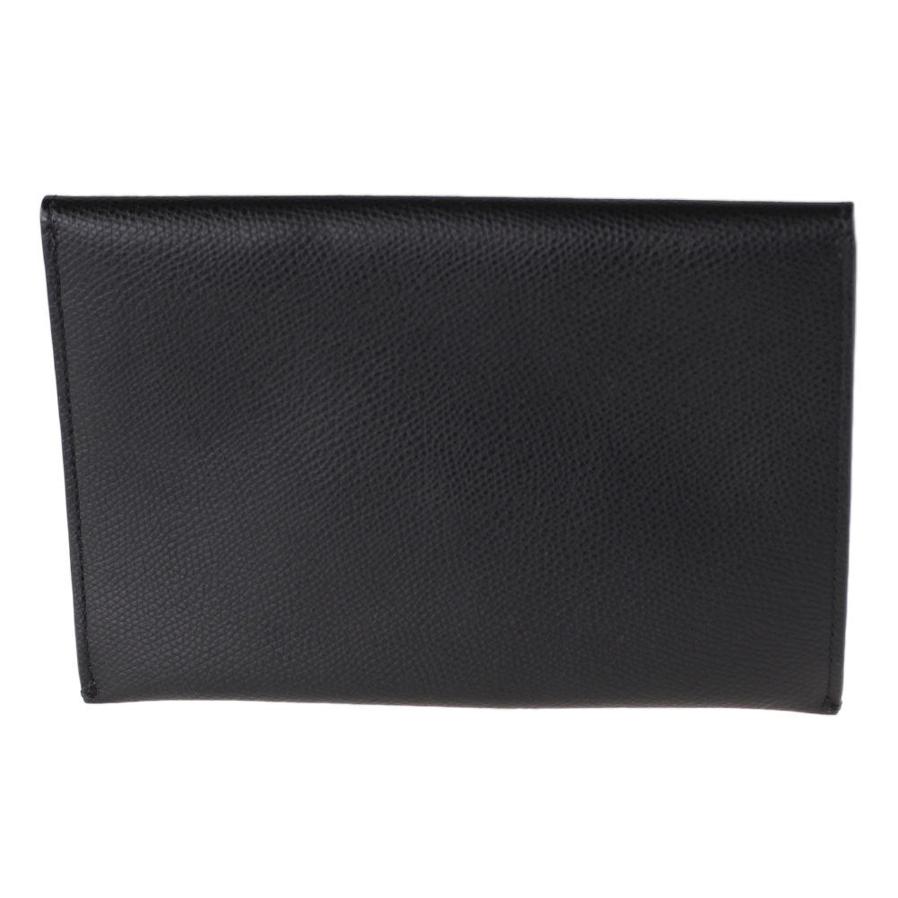 Fendi F is Fendi Black Pebbled Leather Flat Pouch