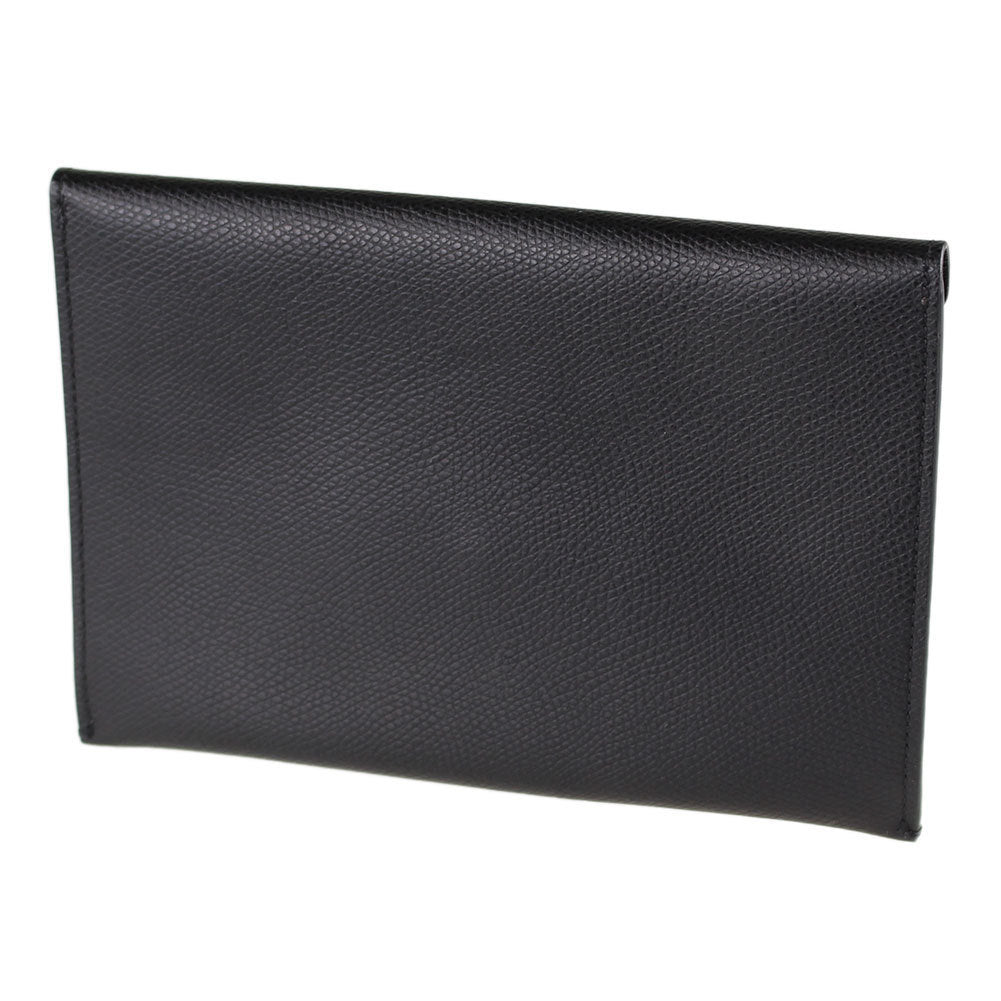 Fendi F is Fendi Black Pebbled Leather Flat Pouch