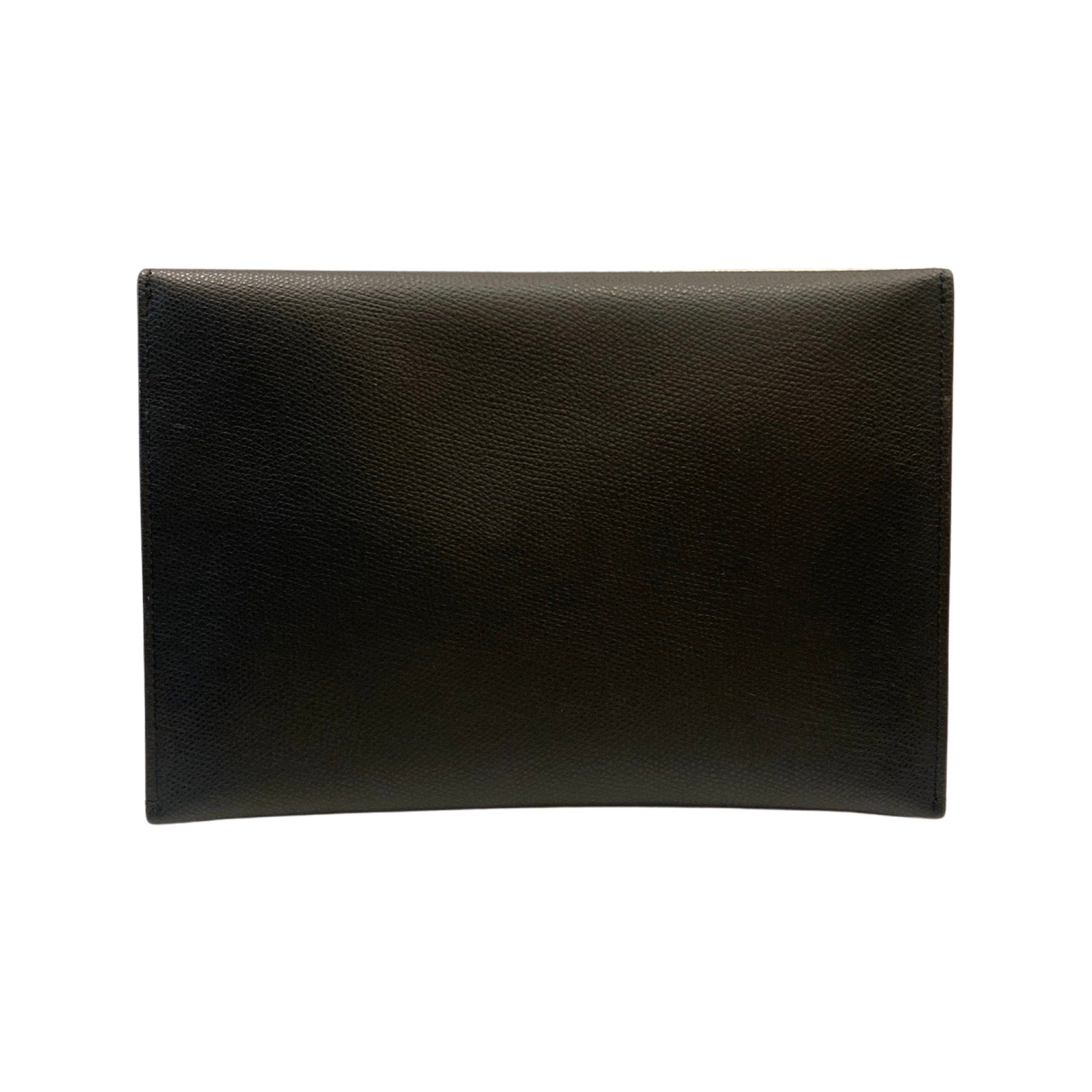 Fendi F is Fendi Black Pebbled Leather Flat Pouch Large