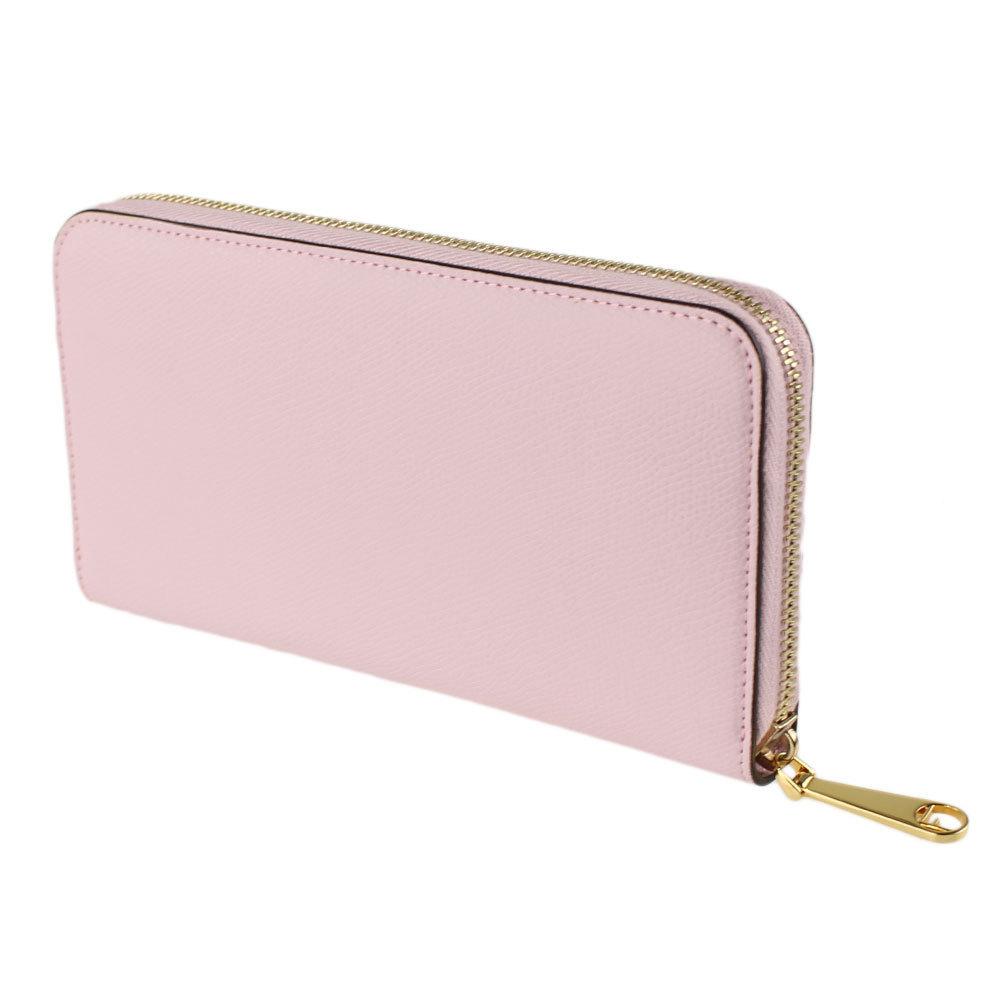 Fendi F Is Fendi Peonia Pink Calfskin Leather Zip Around Long Wallet