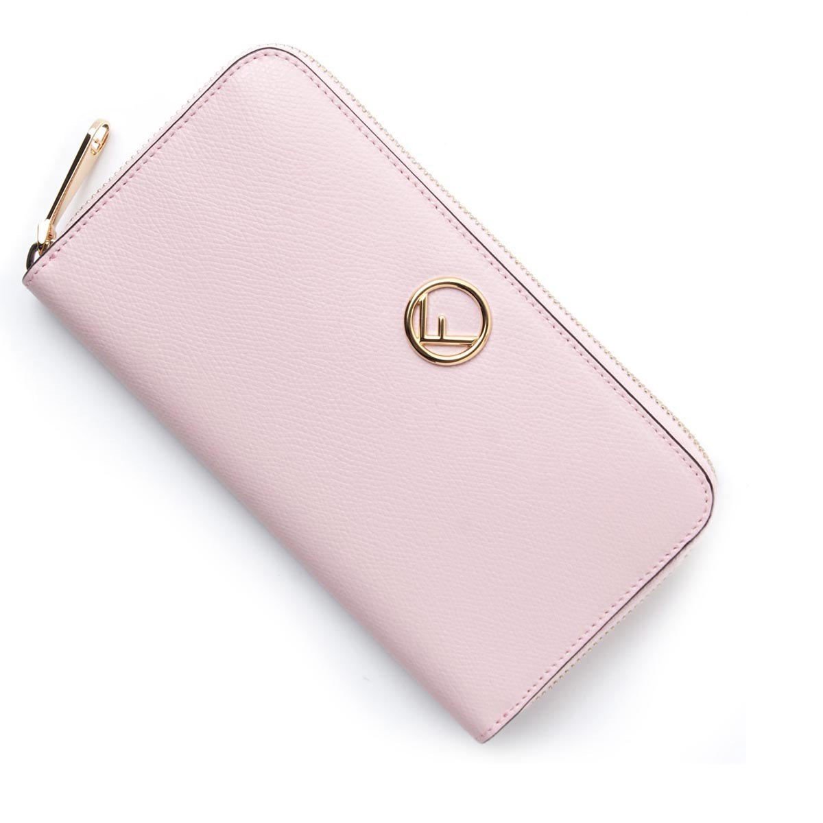 Fendi F Is Fendi Peonia Pink Calfskin Leather Zip Around Long Wallet