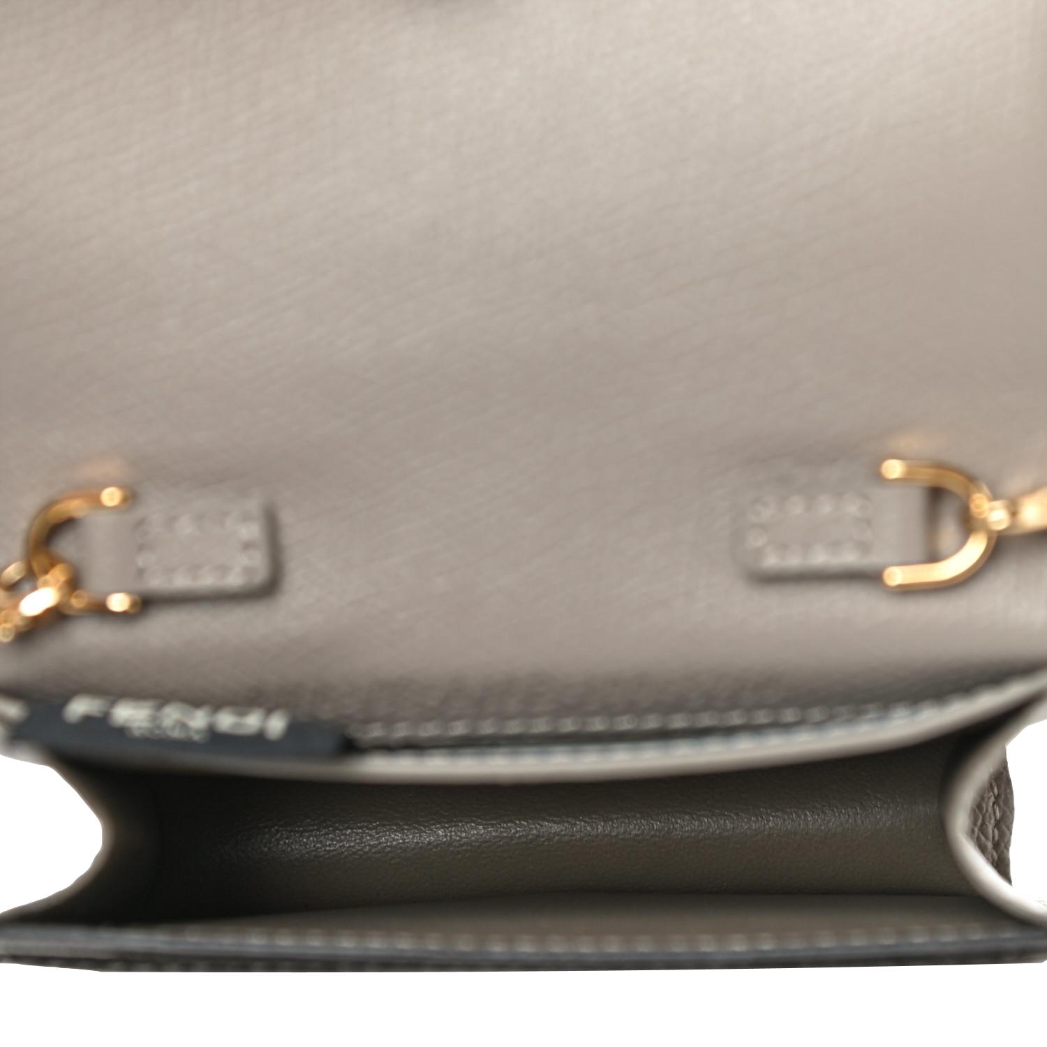 Fendi F is Fendi Tortora Grey Leather Mini Chain Wallet Bag