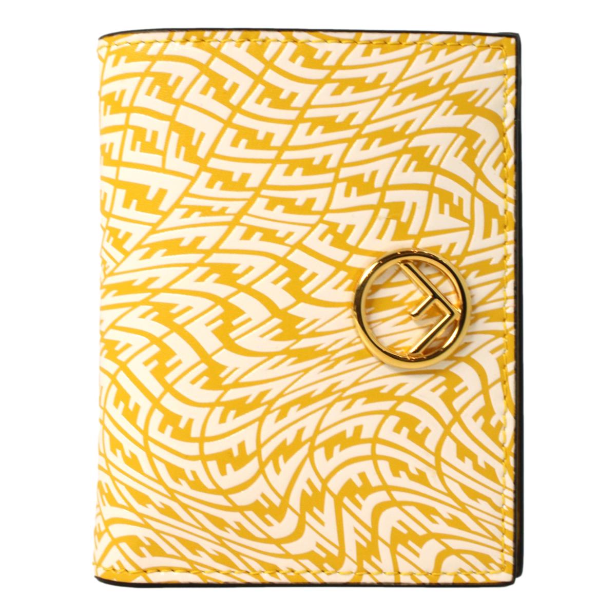 Fendi F is Fendi Yellow Leather Vertigo Print Small Wallet