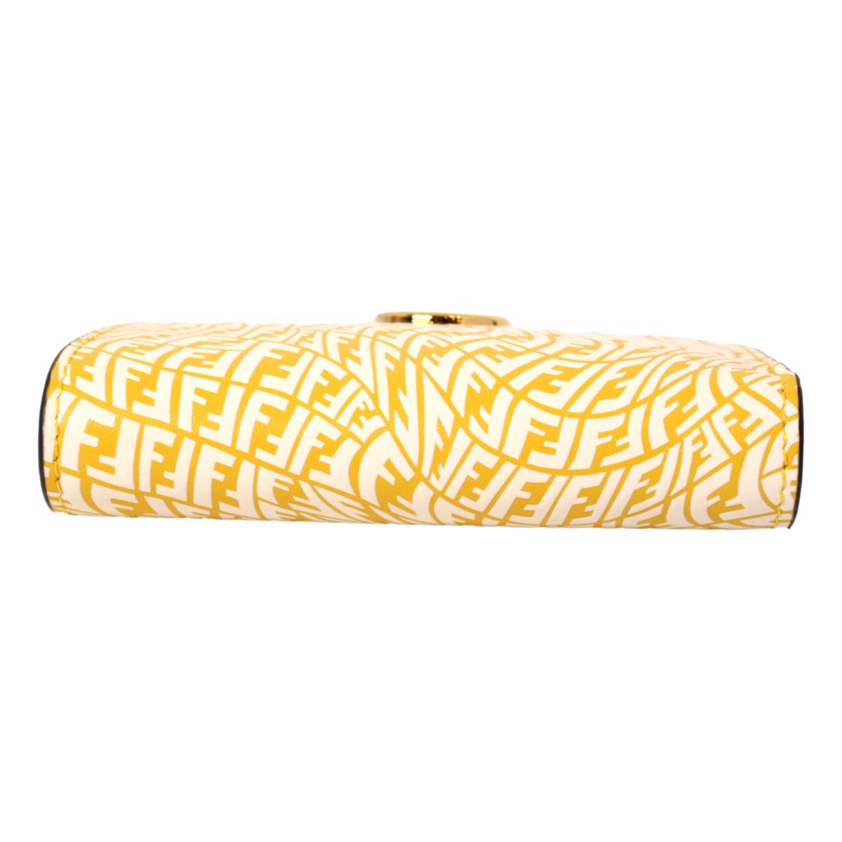 Fendi F is Fendi Yellow Leather Vertigo Print Small Wallet