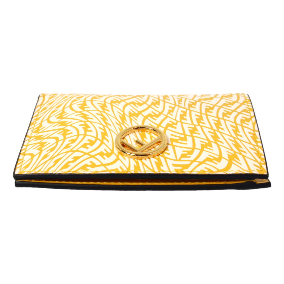 Fendi F is Fendi Yellow Leather Vertigo Print Small Wallet