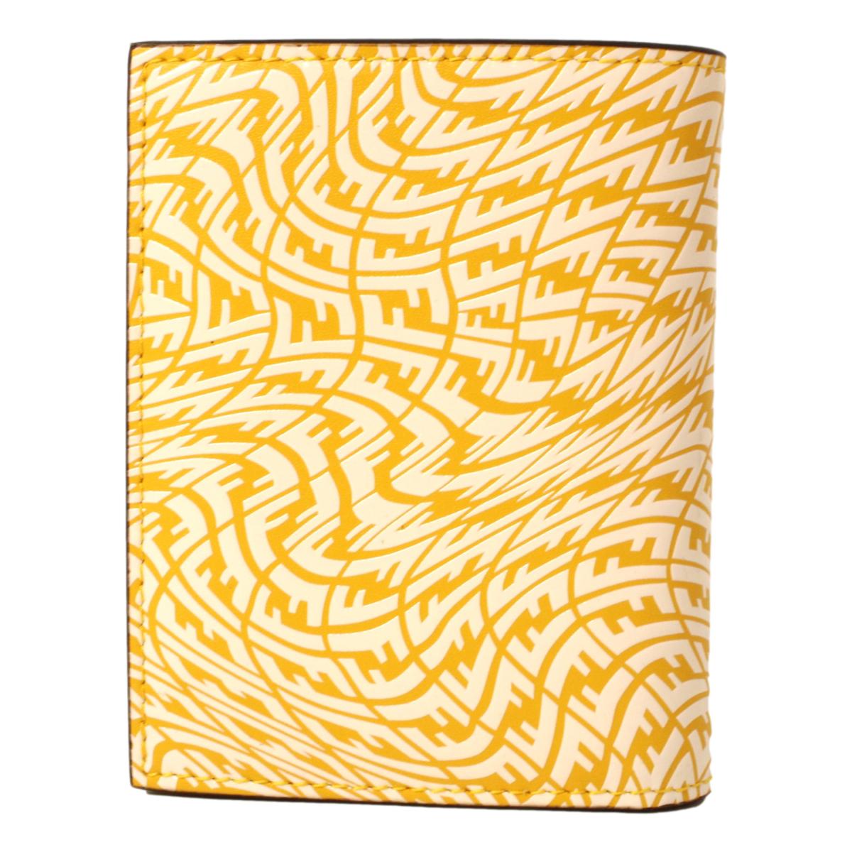 Fendi F is Fendi Yellow Leather Vertigo Print Small Wallet