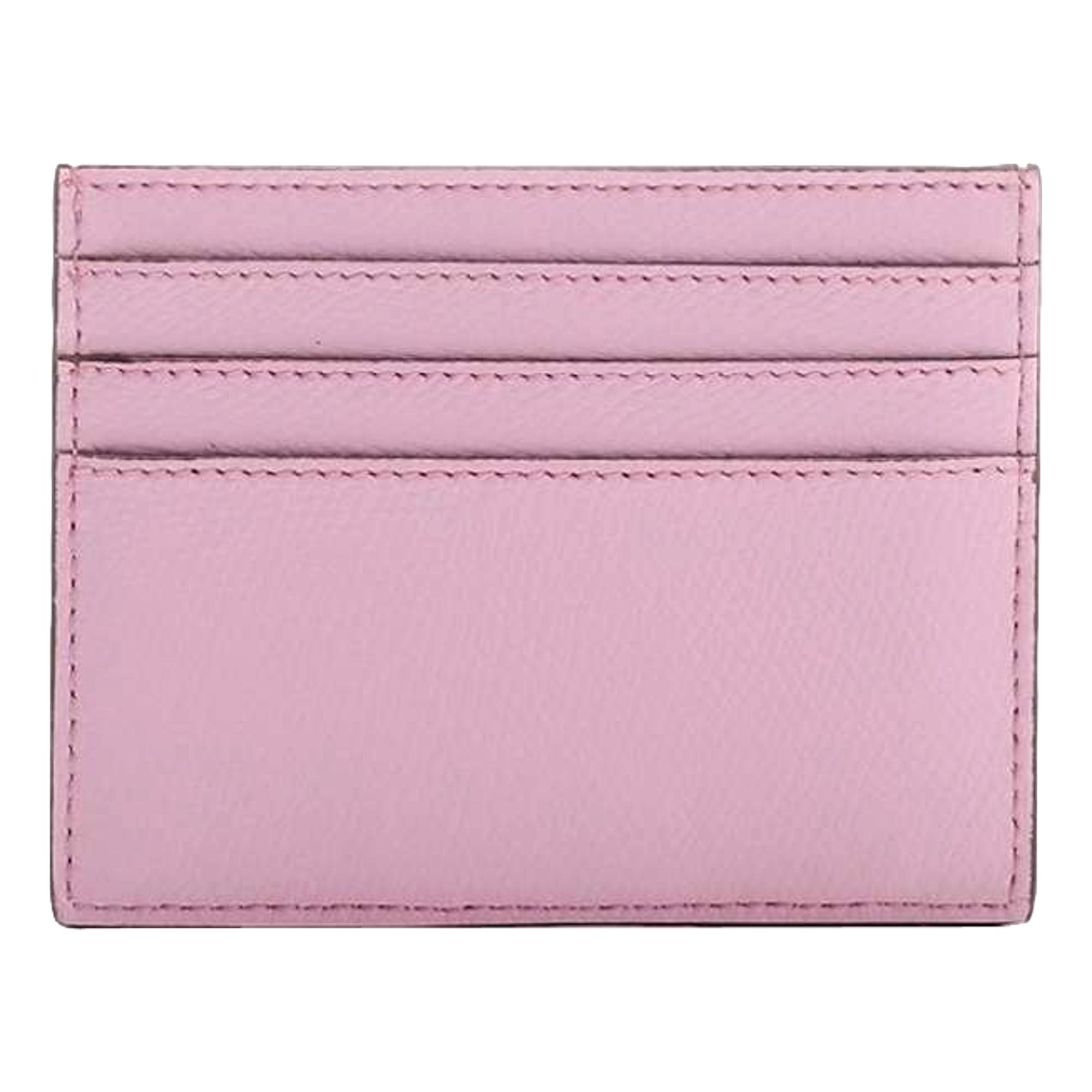 Fendi F Logo Lavanda Pink Leather Card Case Wallet