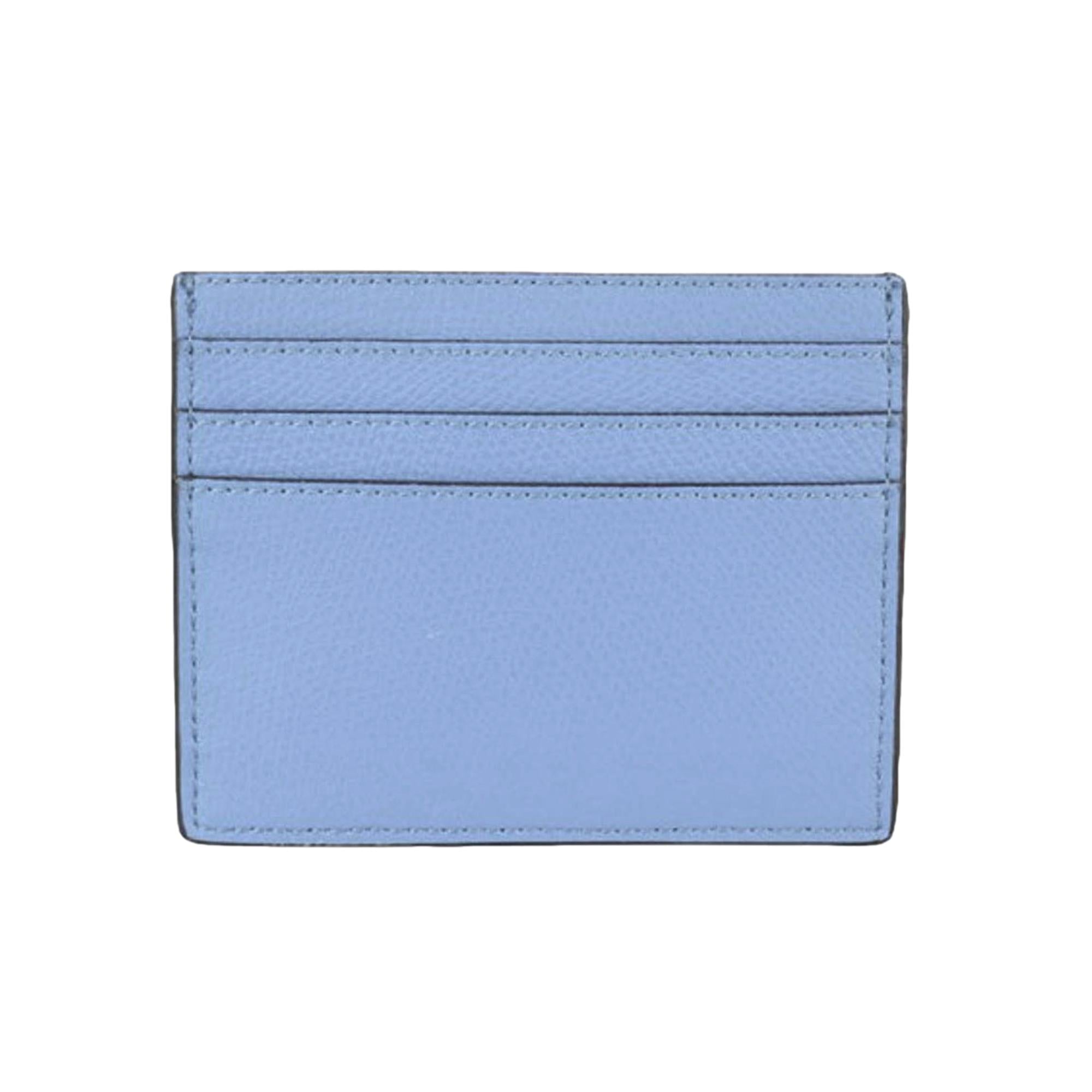 Fendi F Logo Nebula Blue Leather Card Case Wallet